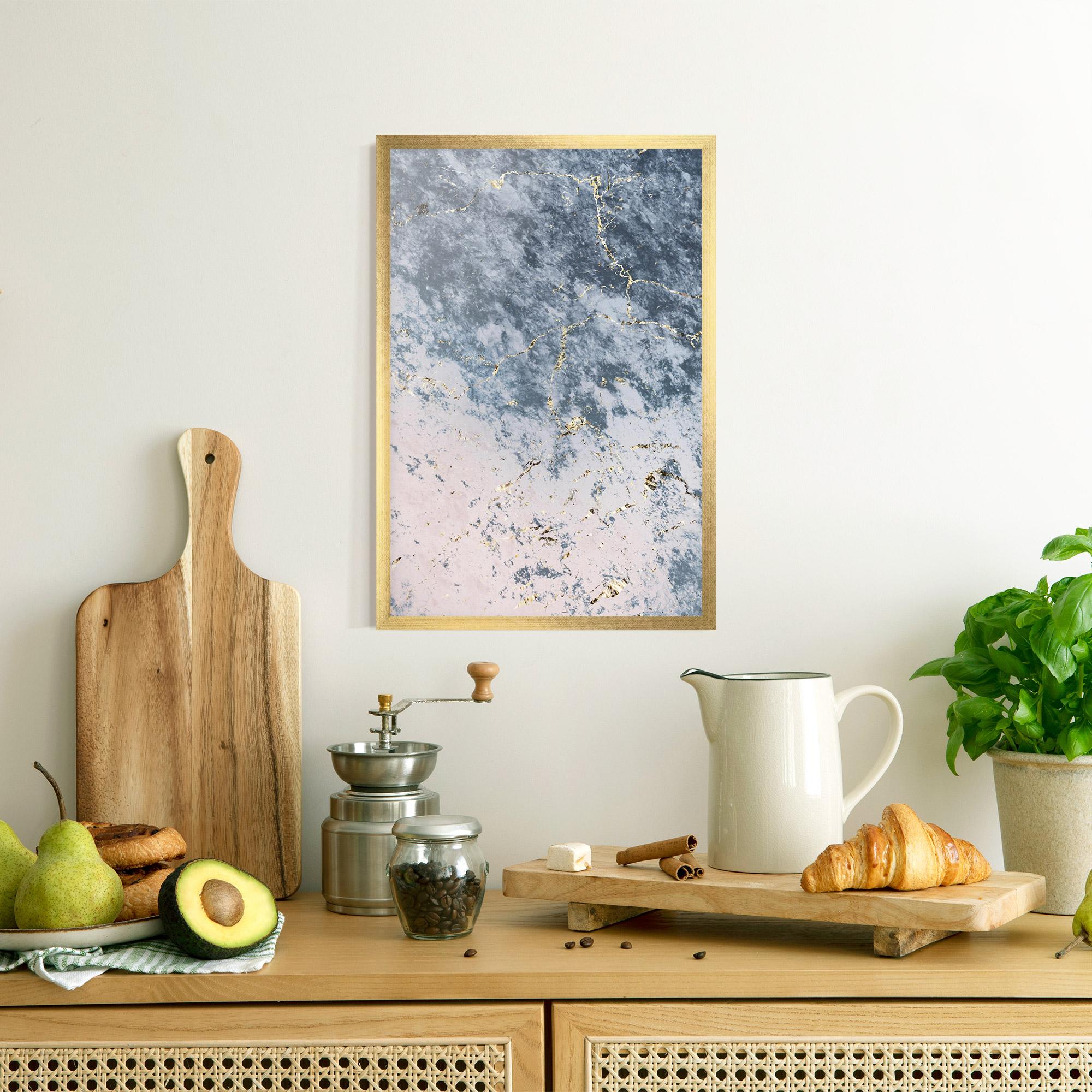 Рамкиран постер Blue Golden Lines mockup 8