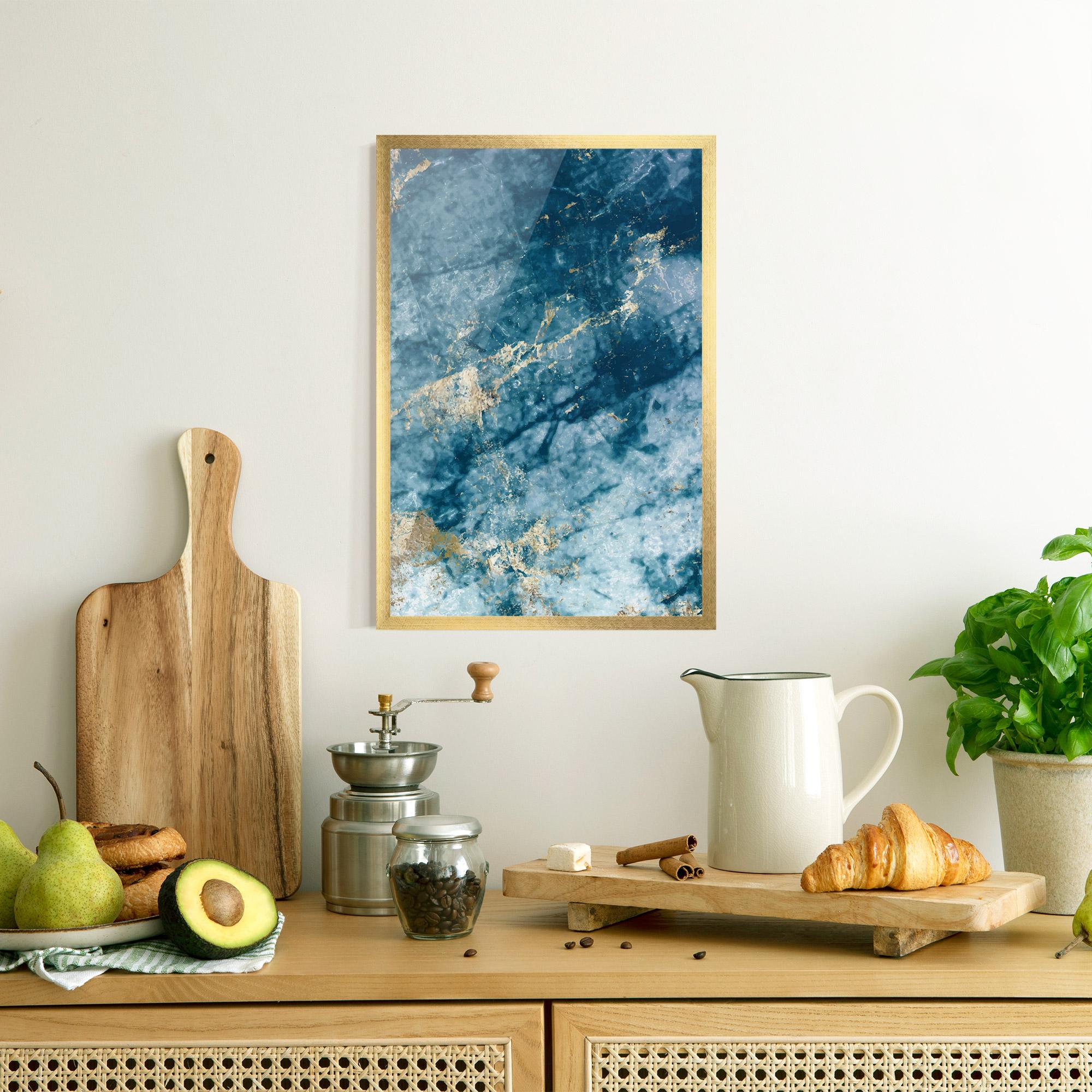 Рамкиран постер Blue Water Marble mockup 8