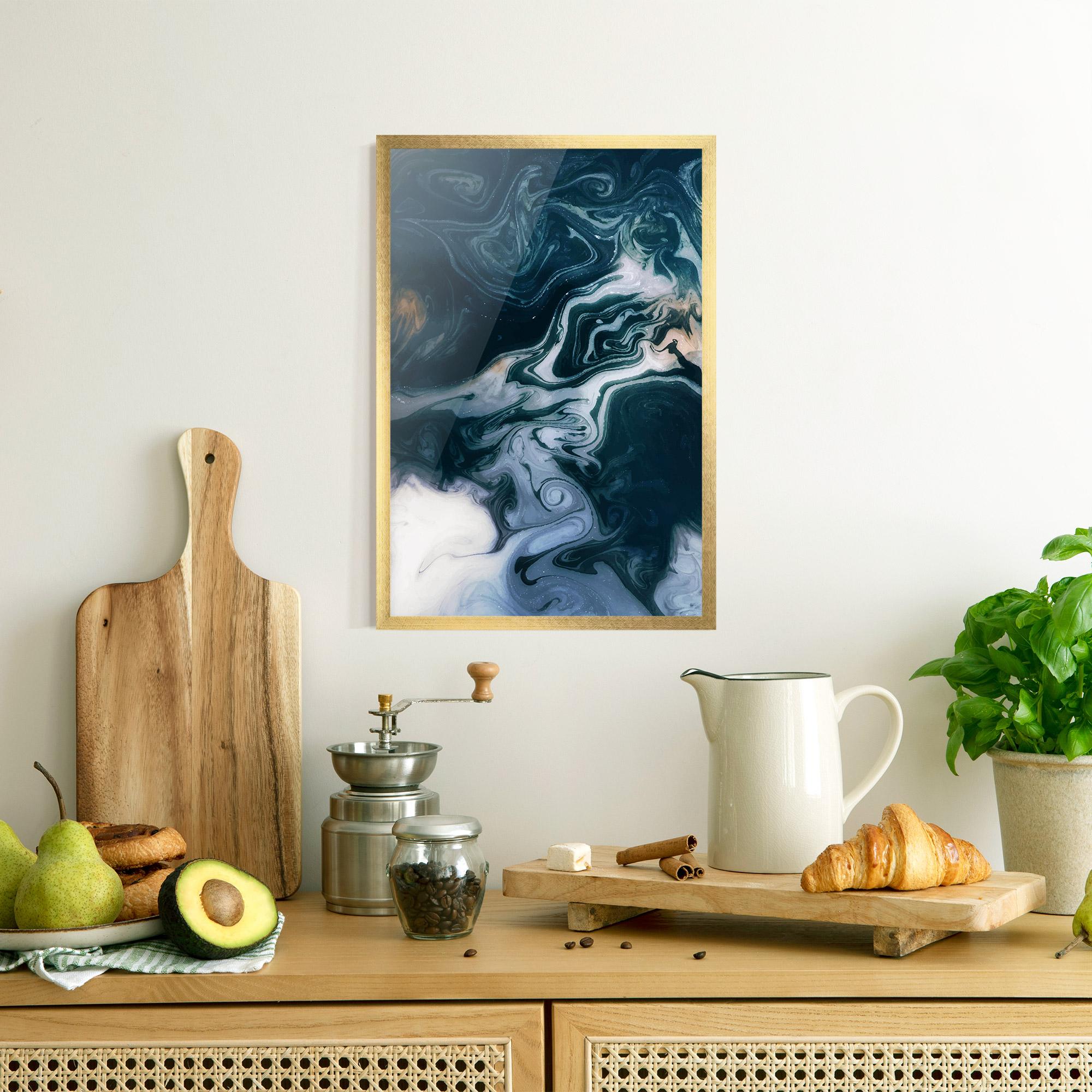 Рамкиран постер Dark Blue With White mockup 8