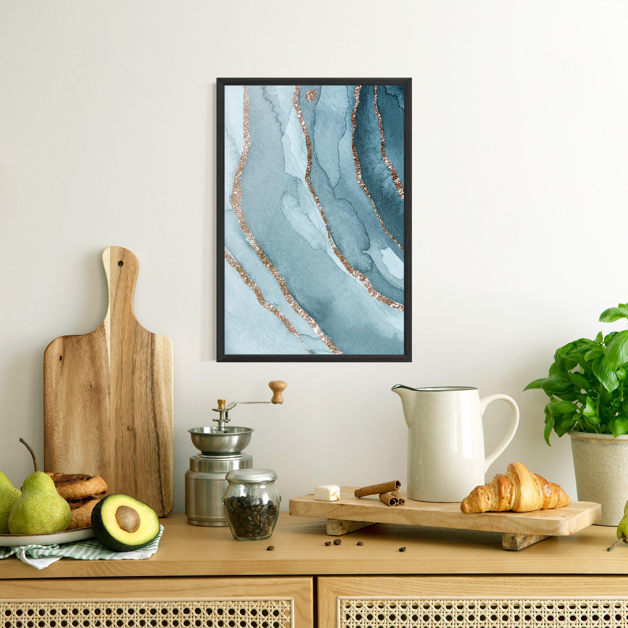 Рамкиран постер Blue Golden Glitter mockup 8