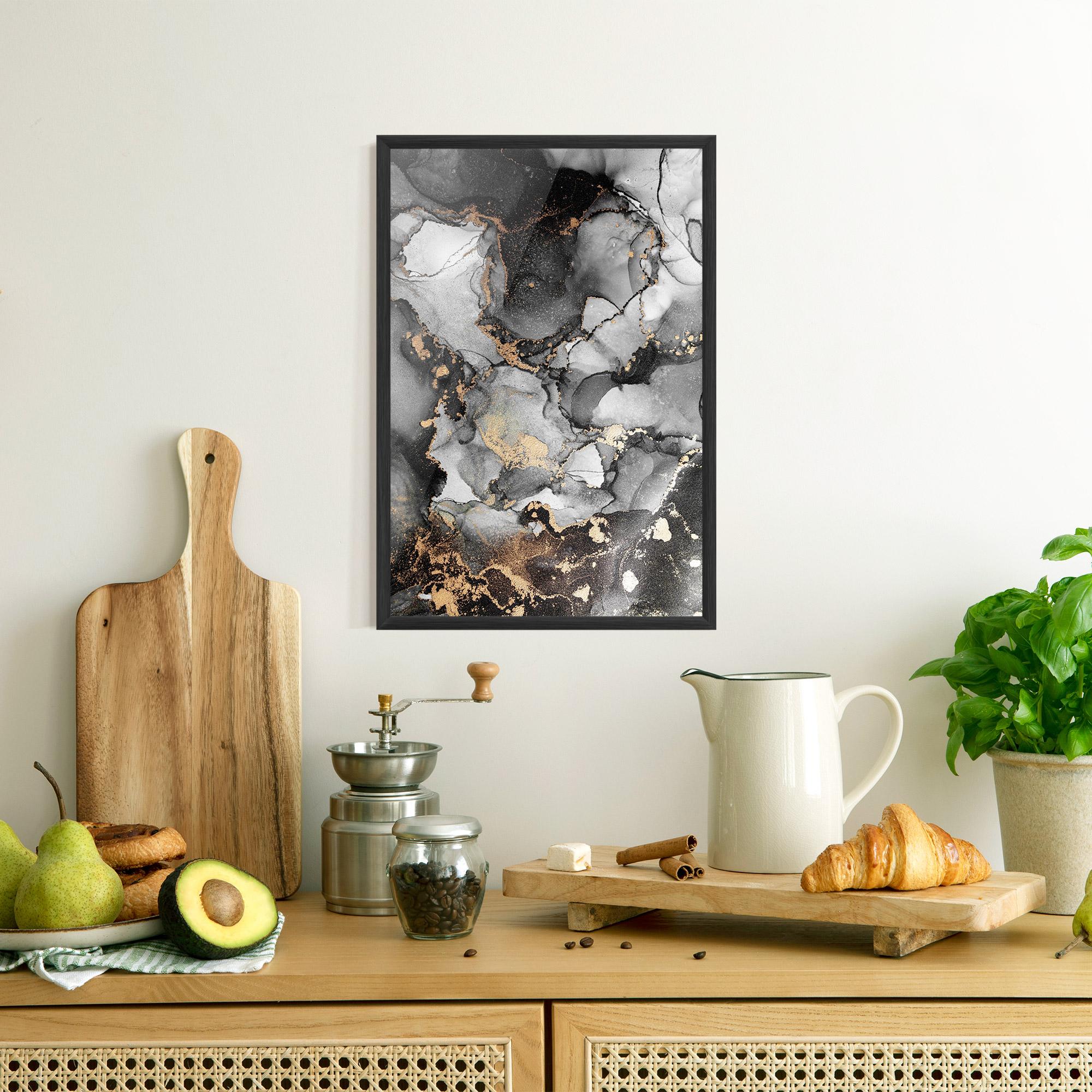 Рамкиран постер Grey Gold Marble mockup 8