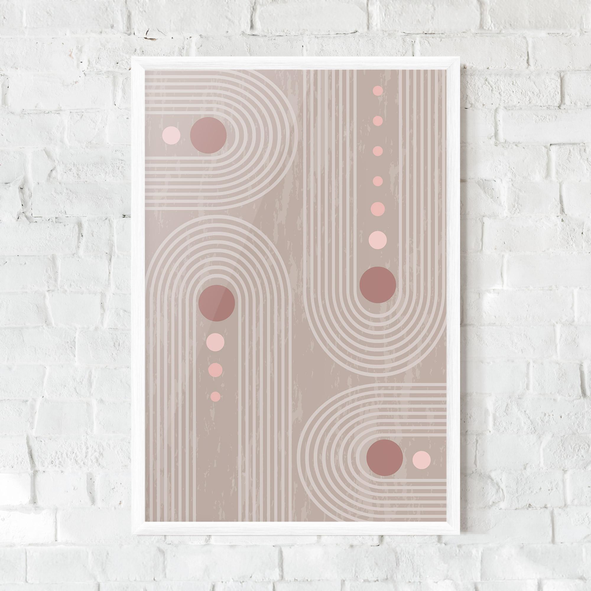 Рамкиран постер Pink Circle On Cream mockup 0