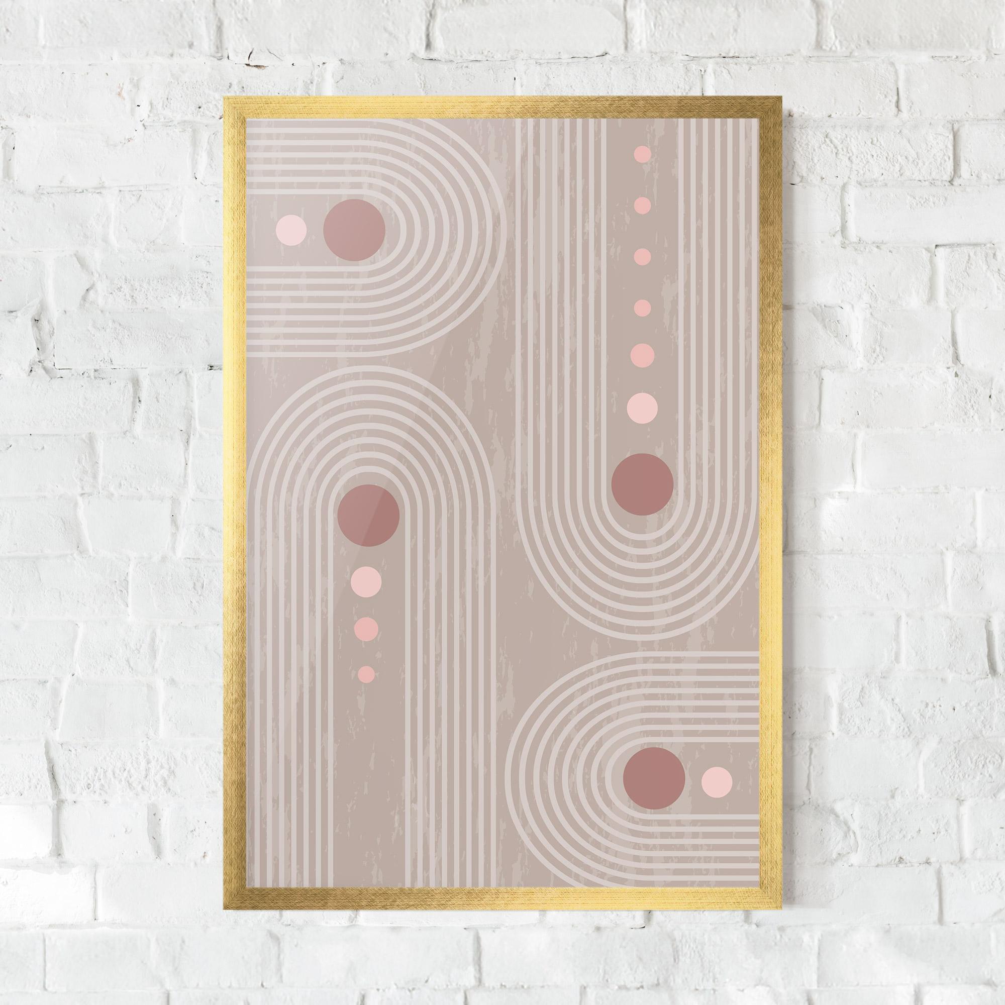 Рамкиран постер Pink Circle On Cream mockup 0