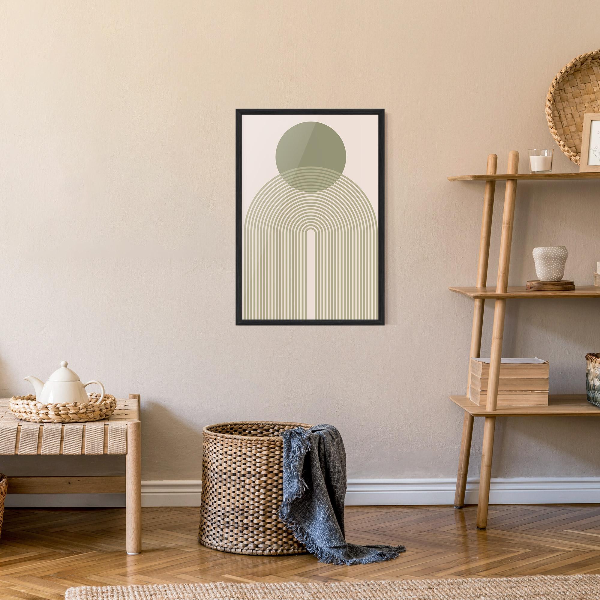 Рамкиран постер Green Circle Lines mockup 9