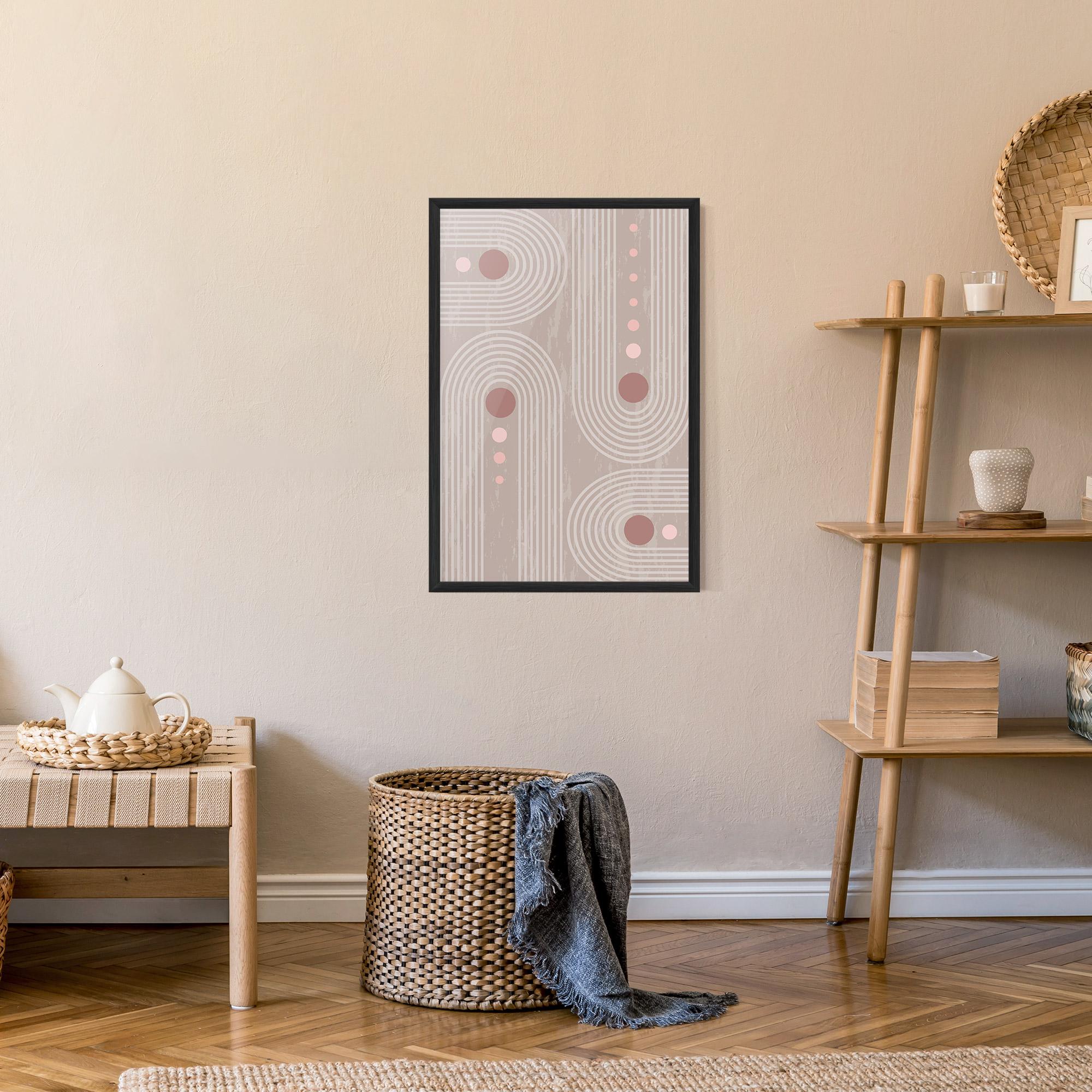 Рамкиран постер Pink Circle On Cream mockup 9