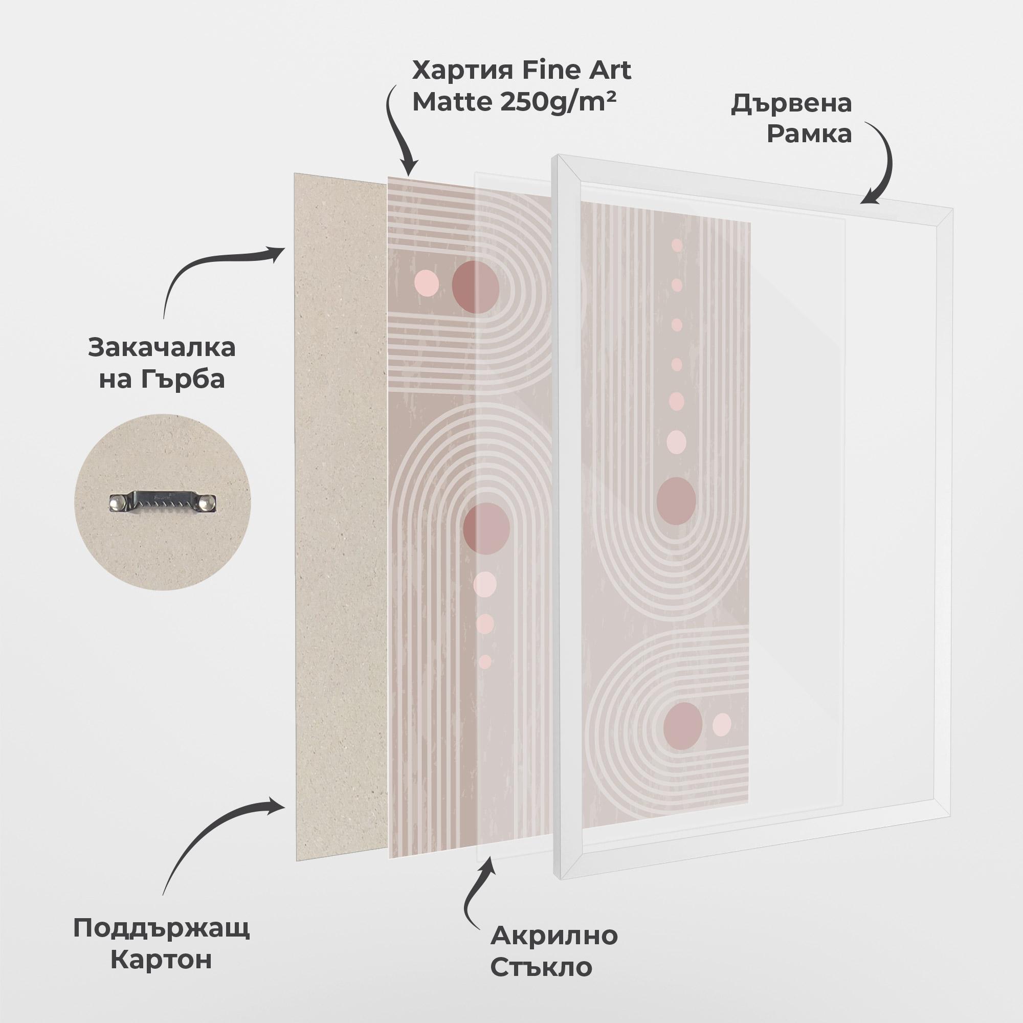 Рамкиран постер Pink Circle On Cream mockup 1