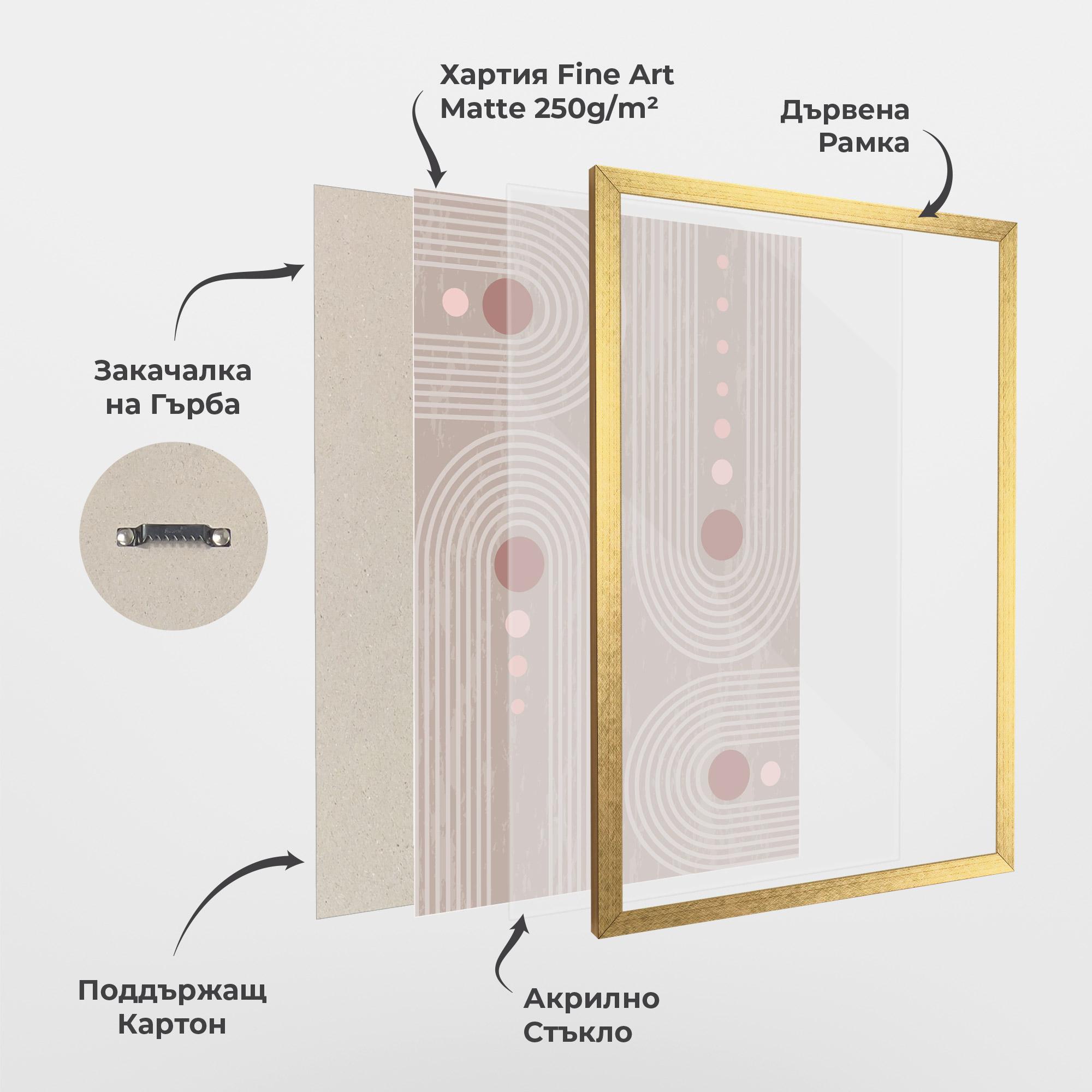 Рамкиран постер Pink Circle On Cream mockup 1