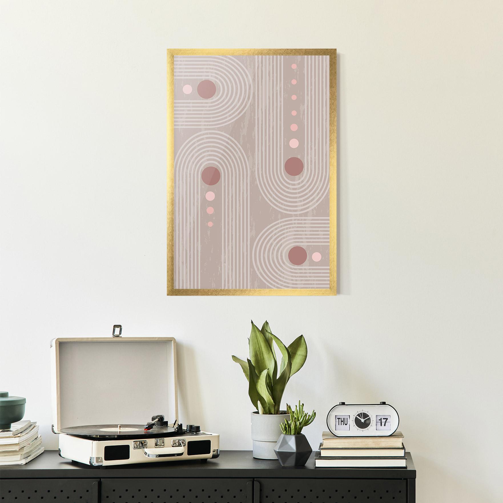 Рамкиран постер Pink Circle On Cream mockup 2