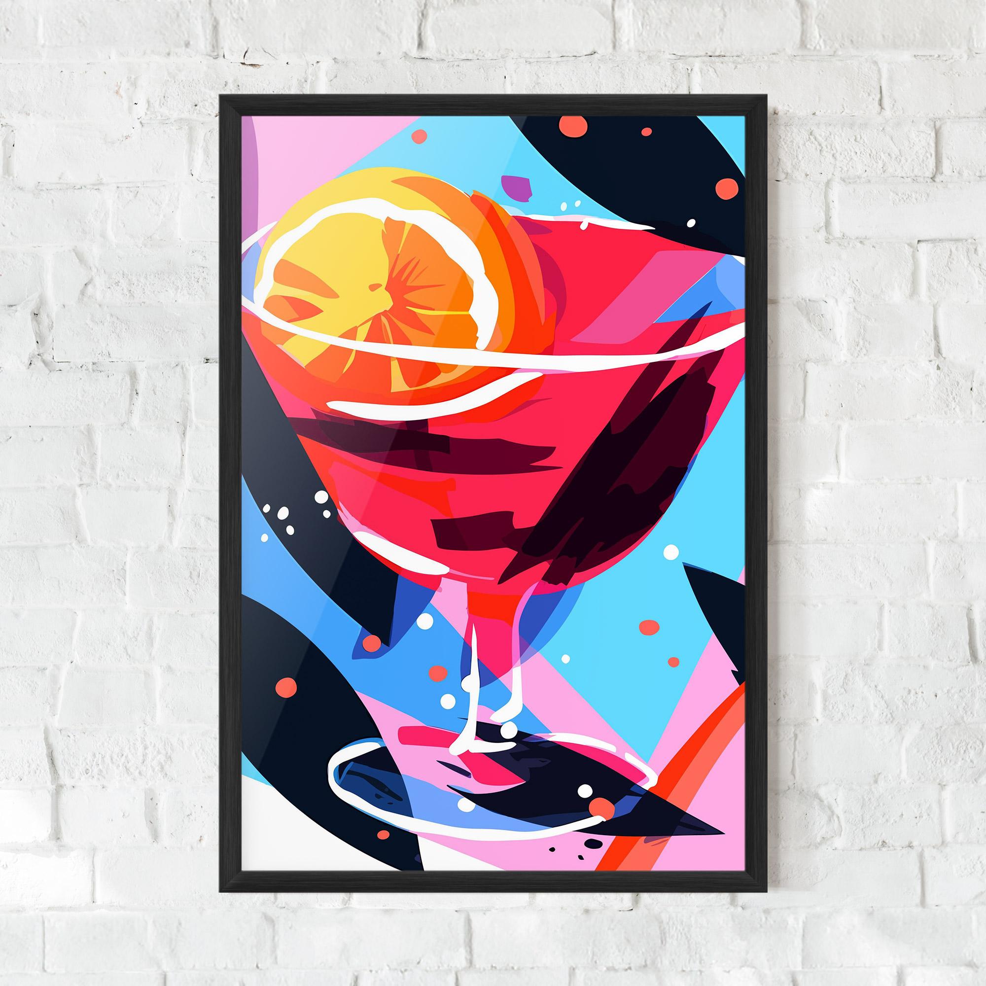 Рамкиран постер Red Cocktail Art mockup 0