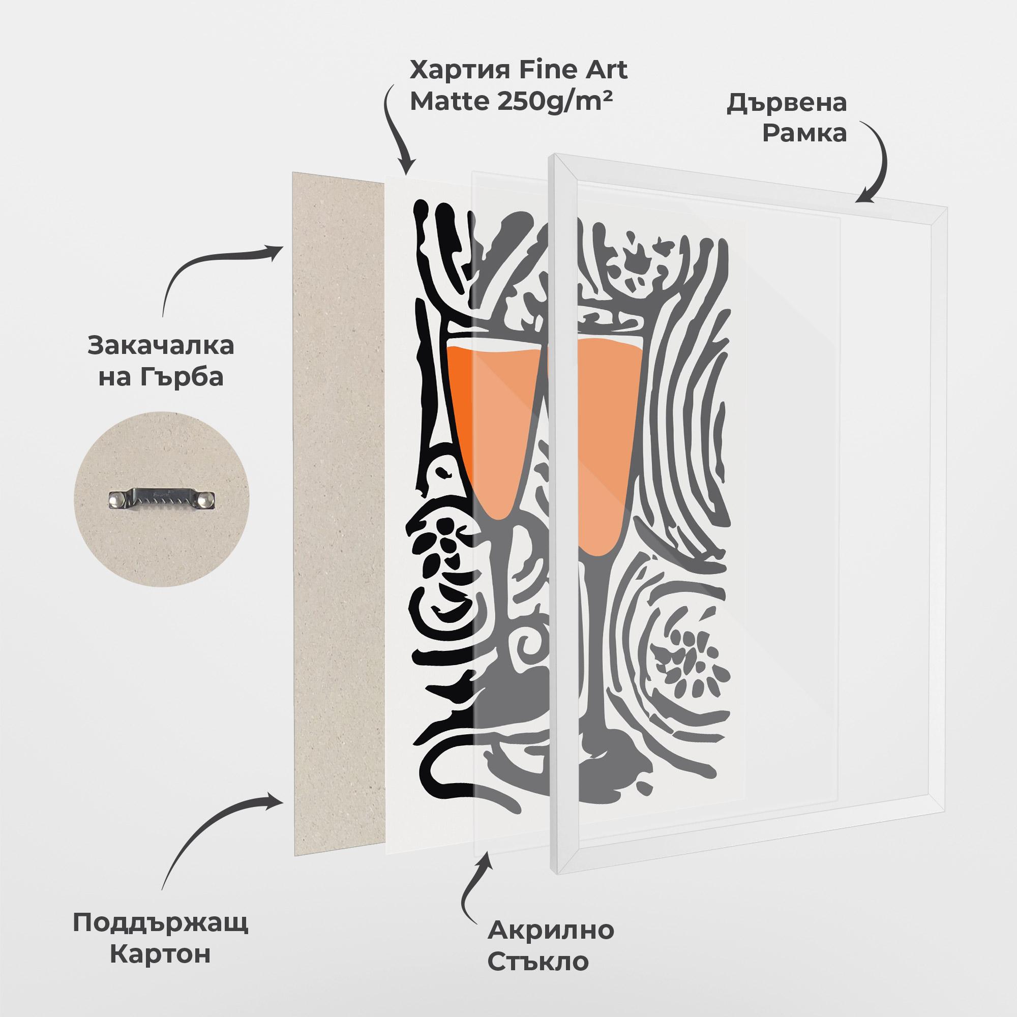 Рамкиран постер Orange Grey Drink mockup 1