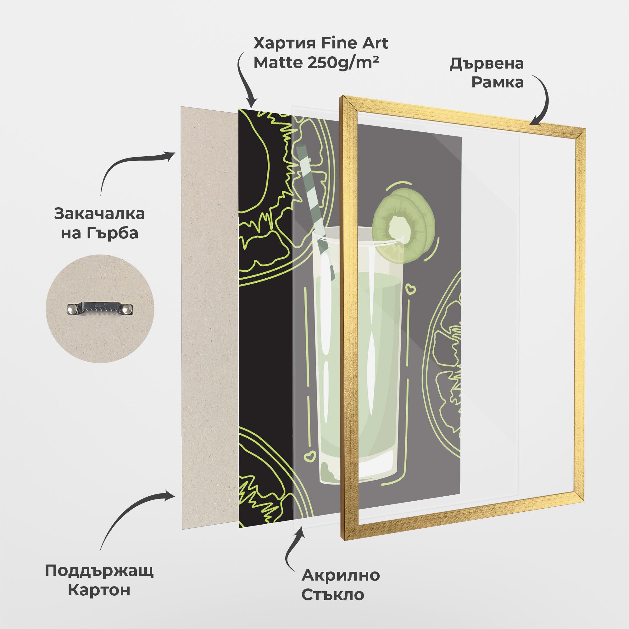 Рамкиран постер Kiwi Drink mockup 1