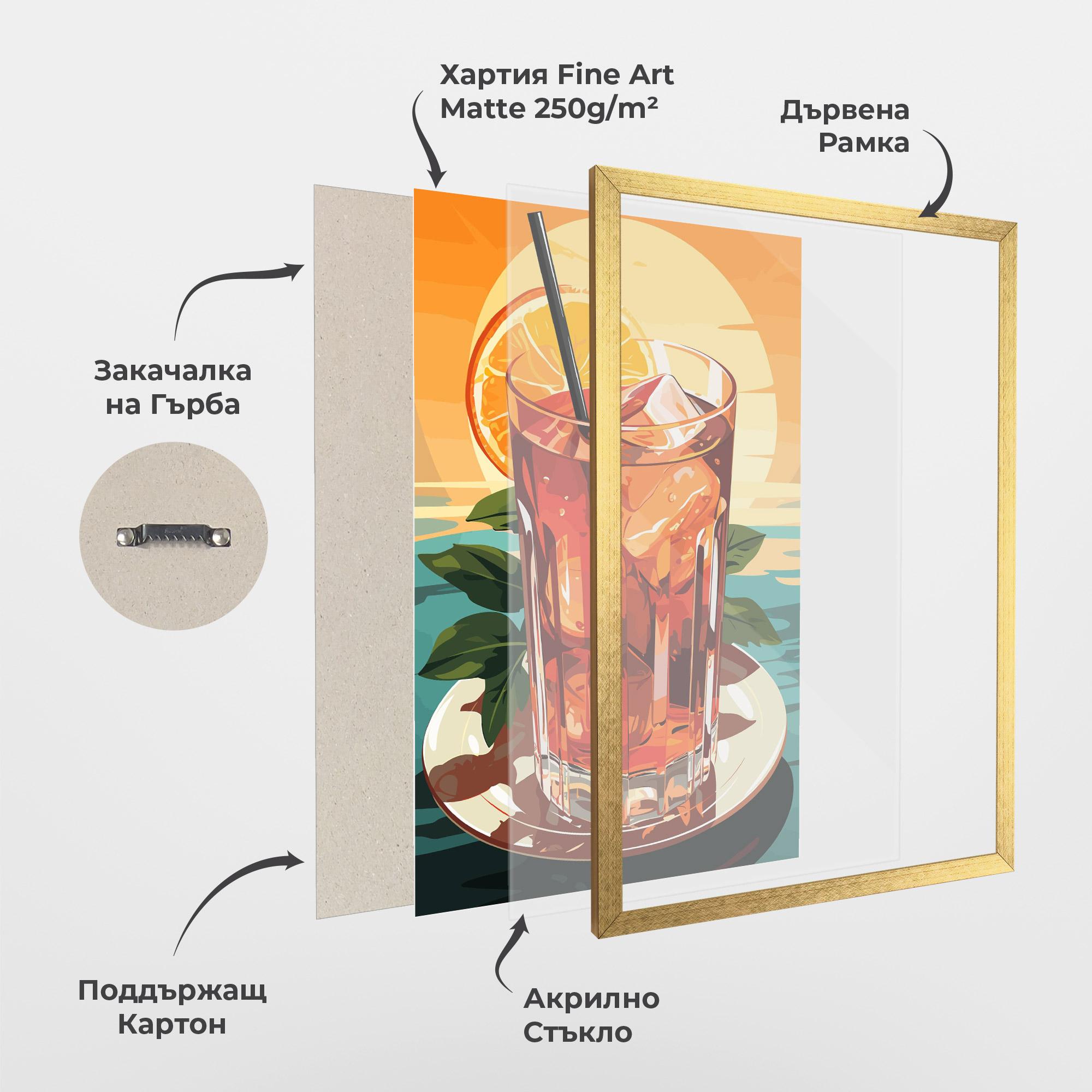 Рамкиран постер Sunset Cocktail mockup 1
