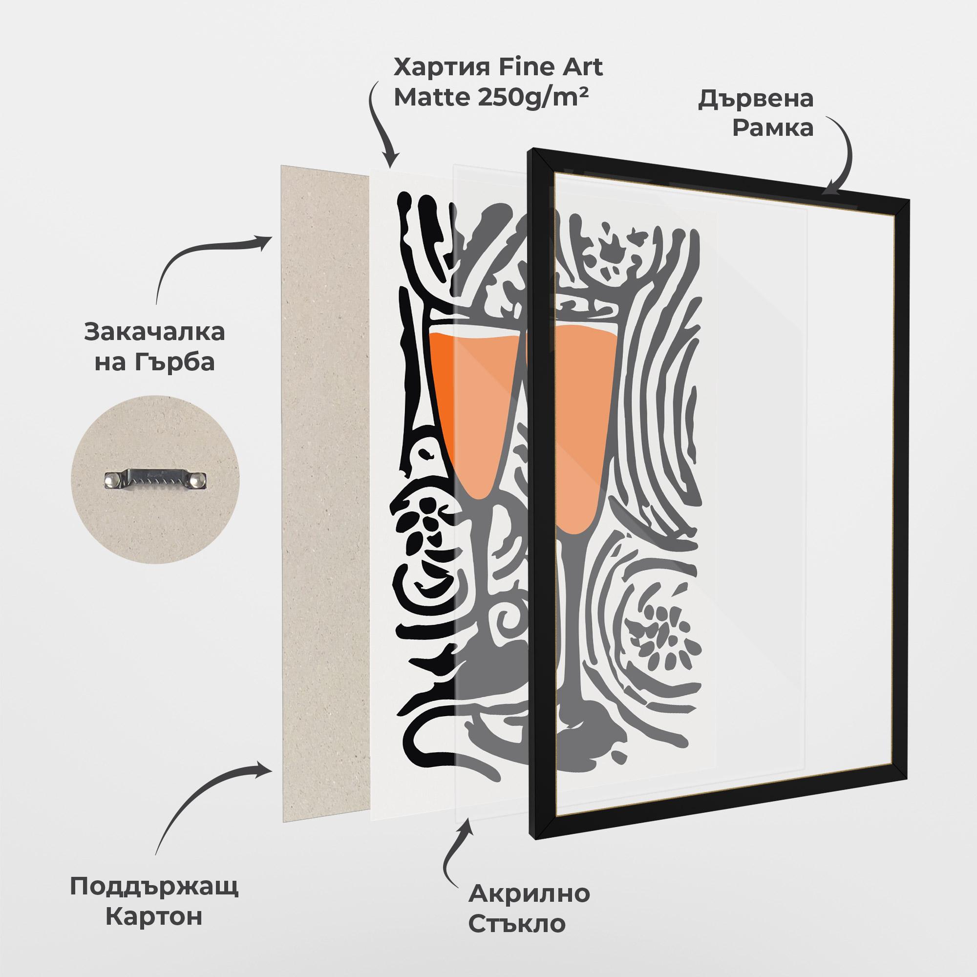 Рамкиран постер Orange Grey Drink mockup 1