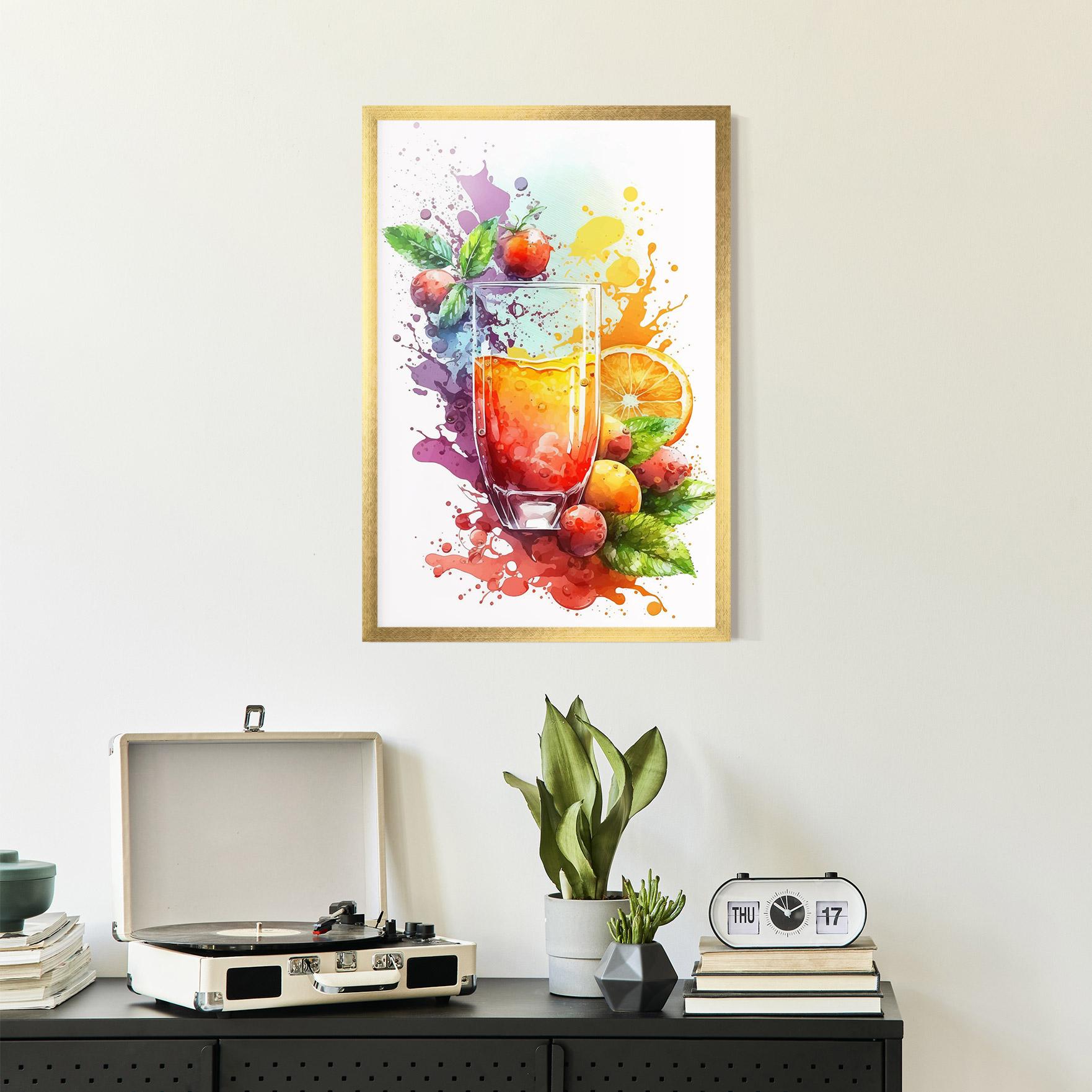 Рамкиран постер Watercolor Drink mockup 2