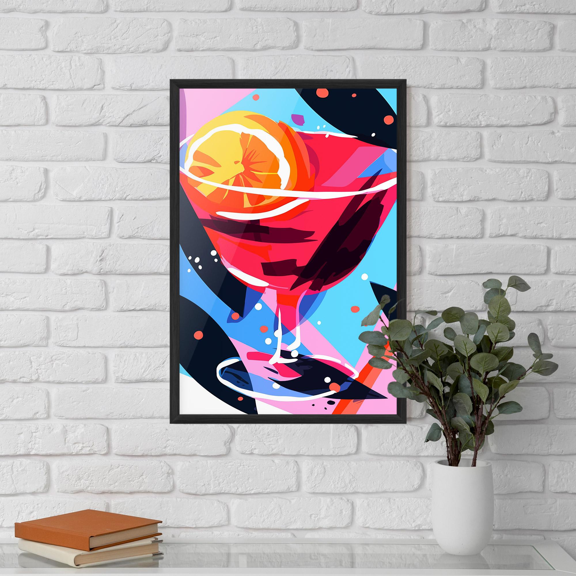 Рамкиран постер Red Cocktail Art mockup 5