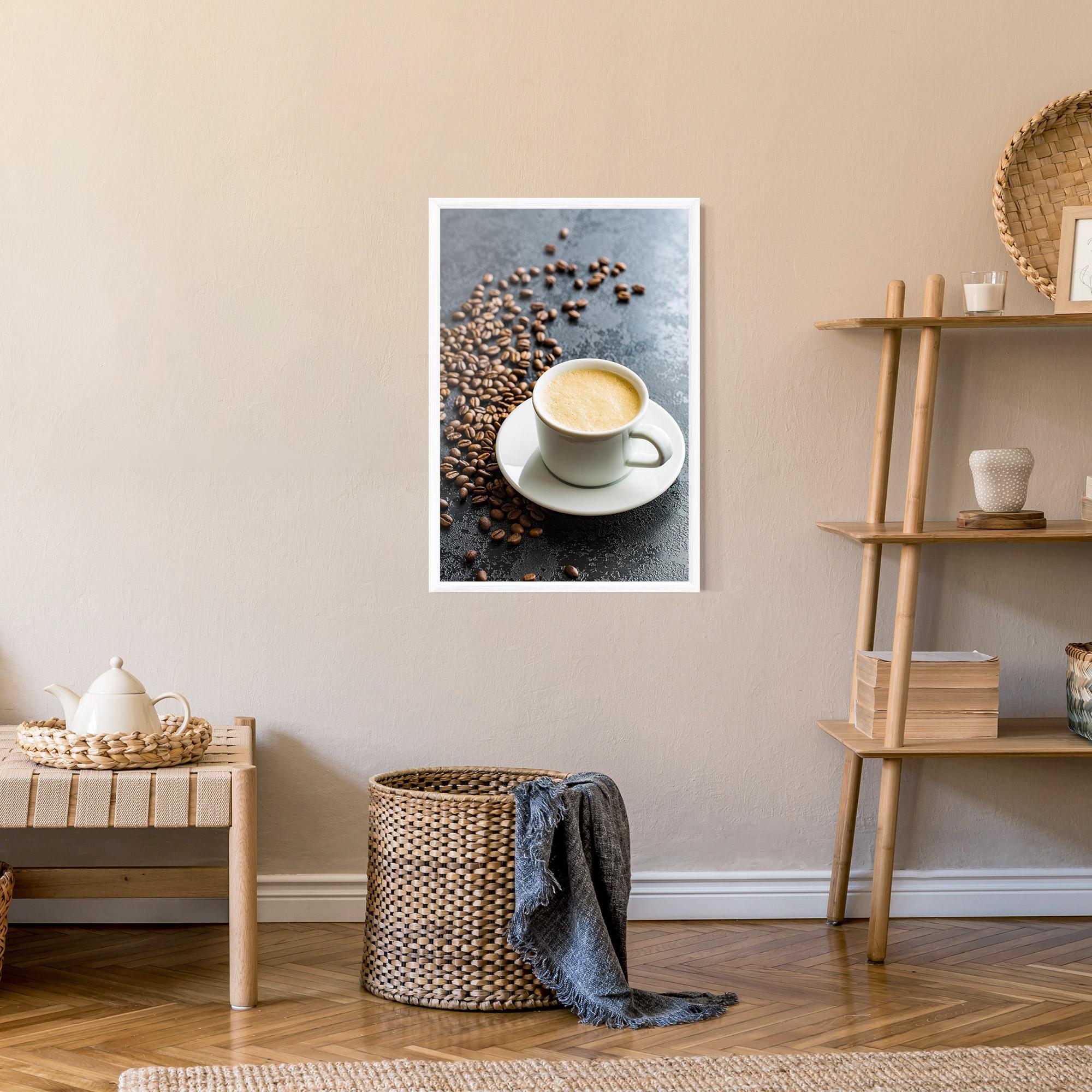 Рамкиран постер Hot Cappuccino Coffee mockup 9