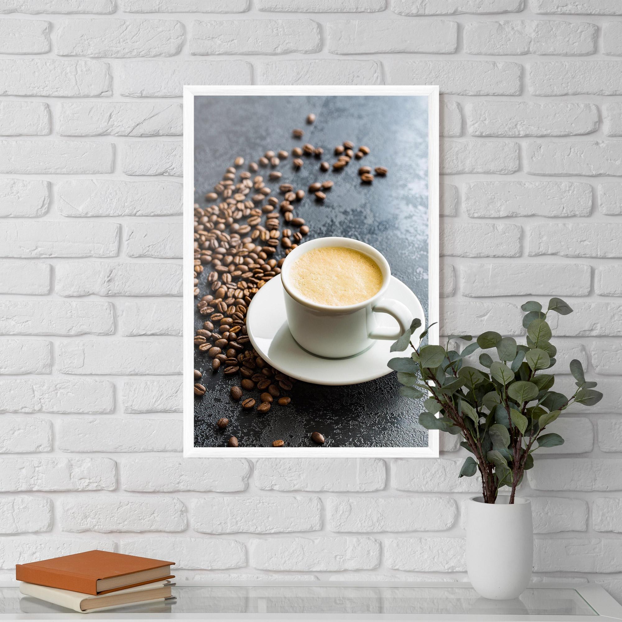 Рамкиран постер Hot Cappuccino Coffee mockup 5