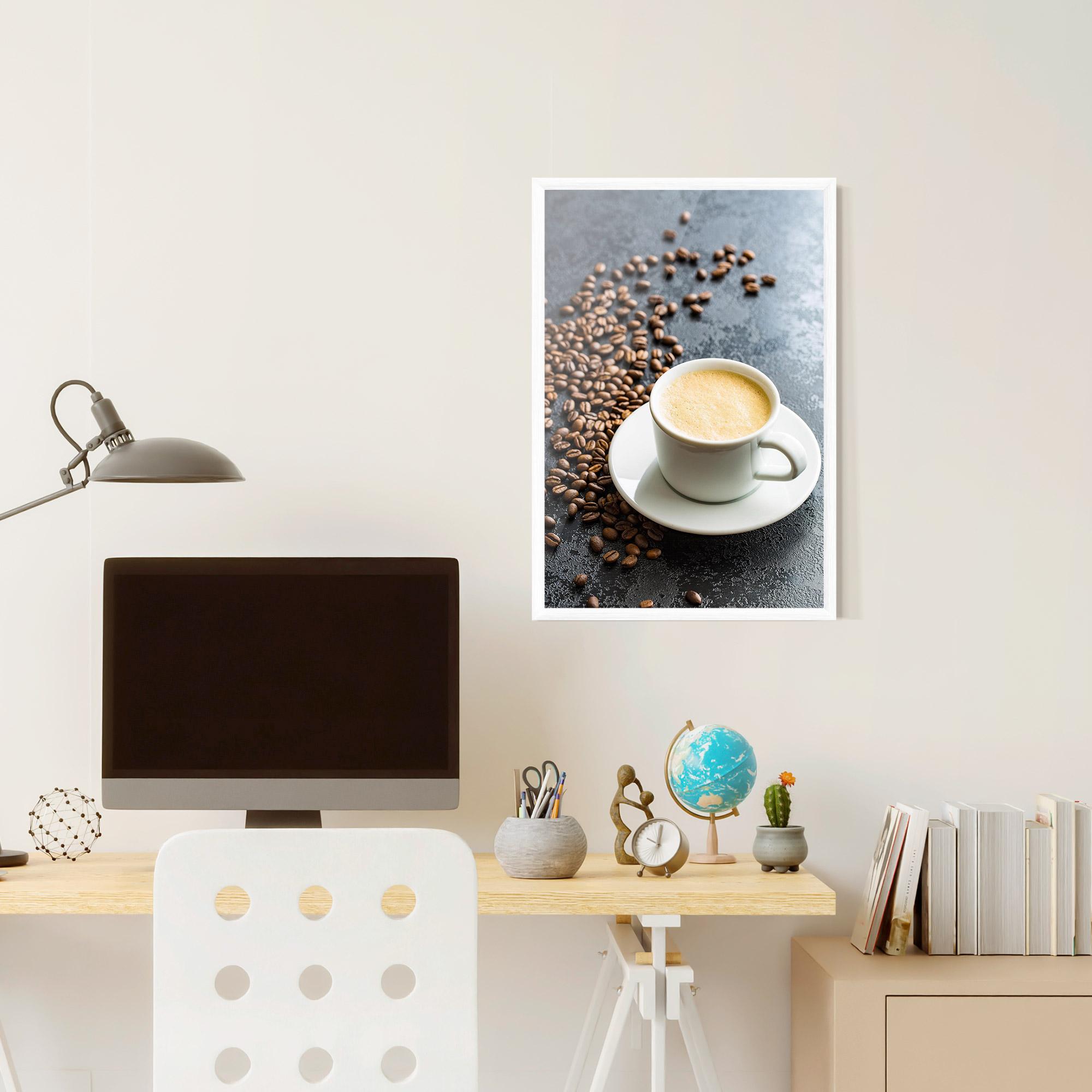 Рамкиран постер Hot Cappuccino Coffee mockup 6
