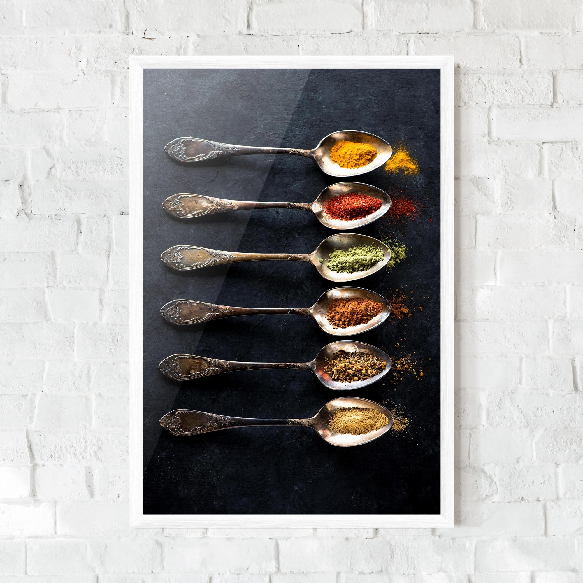 Рамкиран постер Spices Herbs Spoons mockup 0