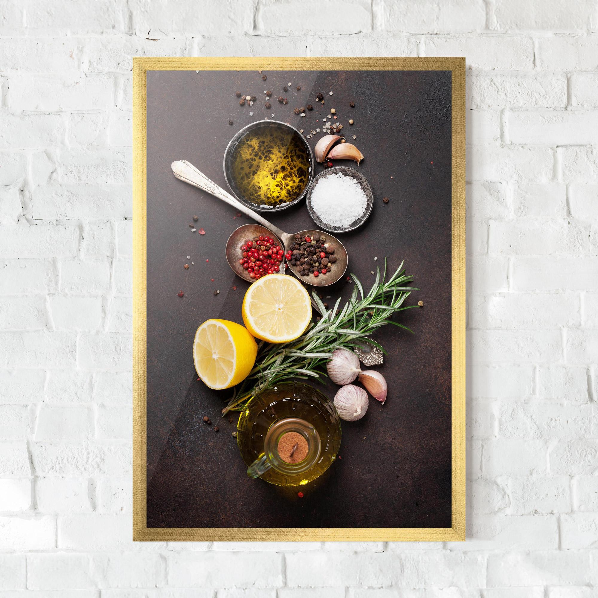 Рамкиран постер Spices On Stone Table mockup 0