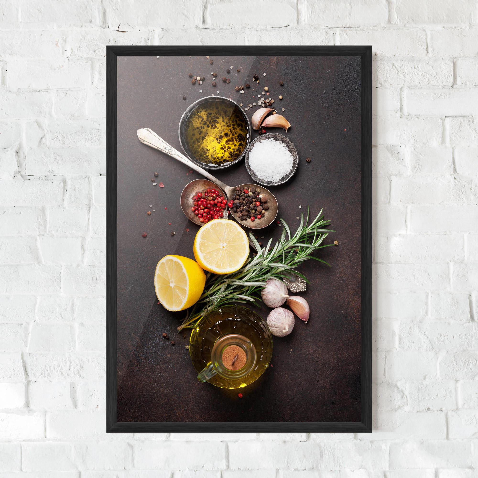 Рамкиран постер Spices On Stone Table mockup 0