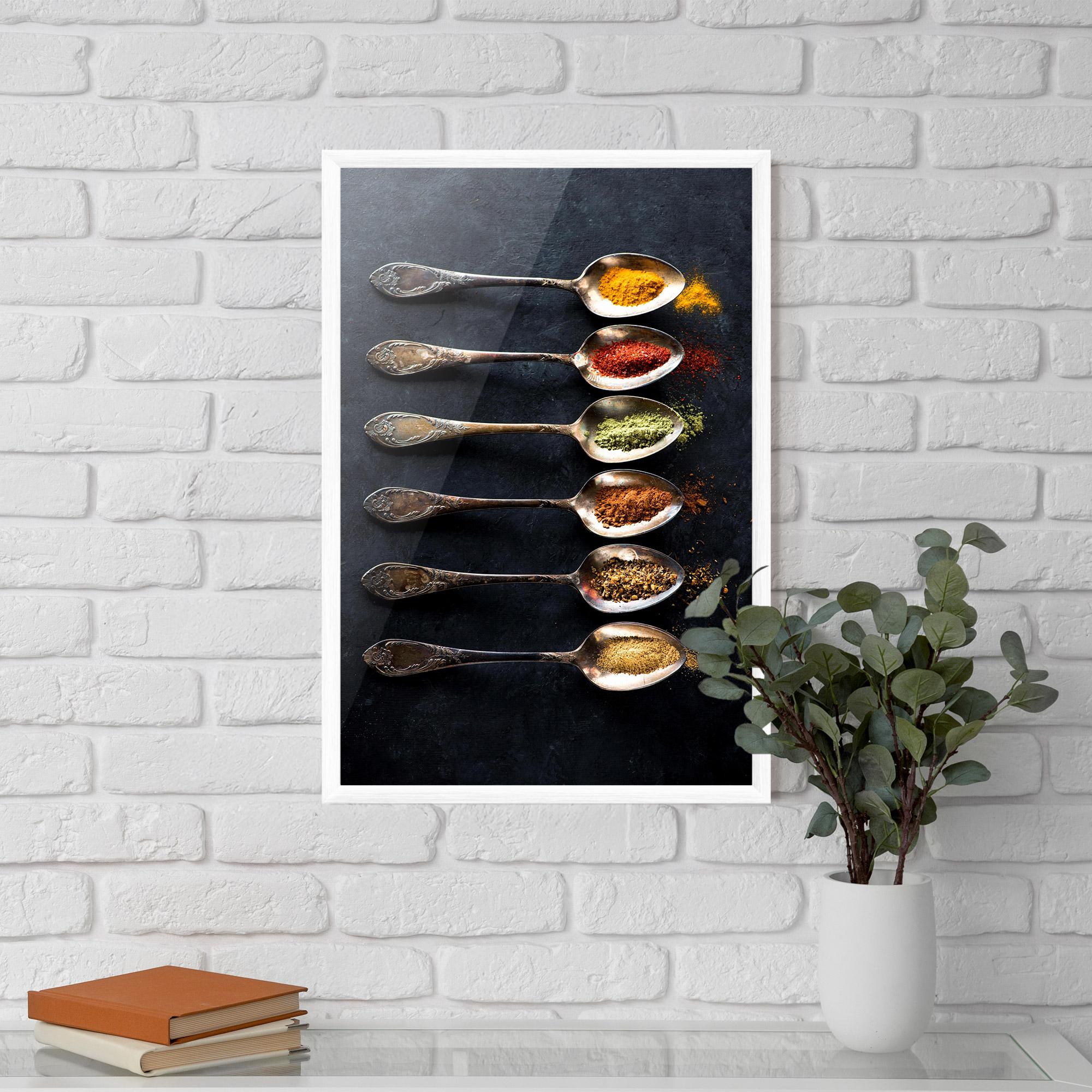 Рамкиран постер Spices Herbs Spoons mockup 5