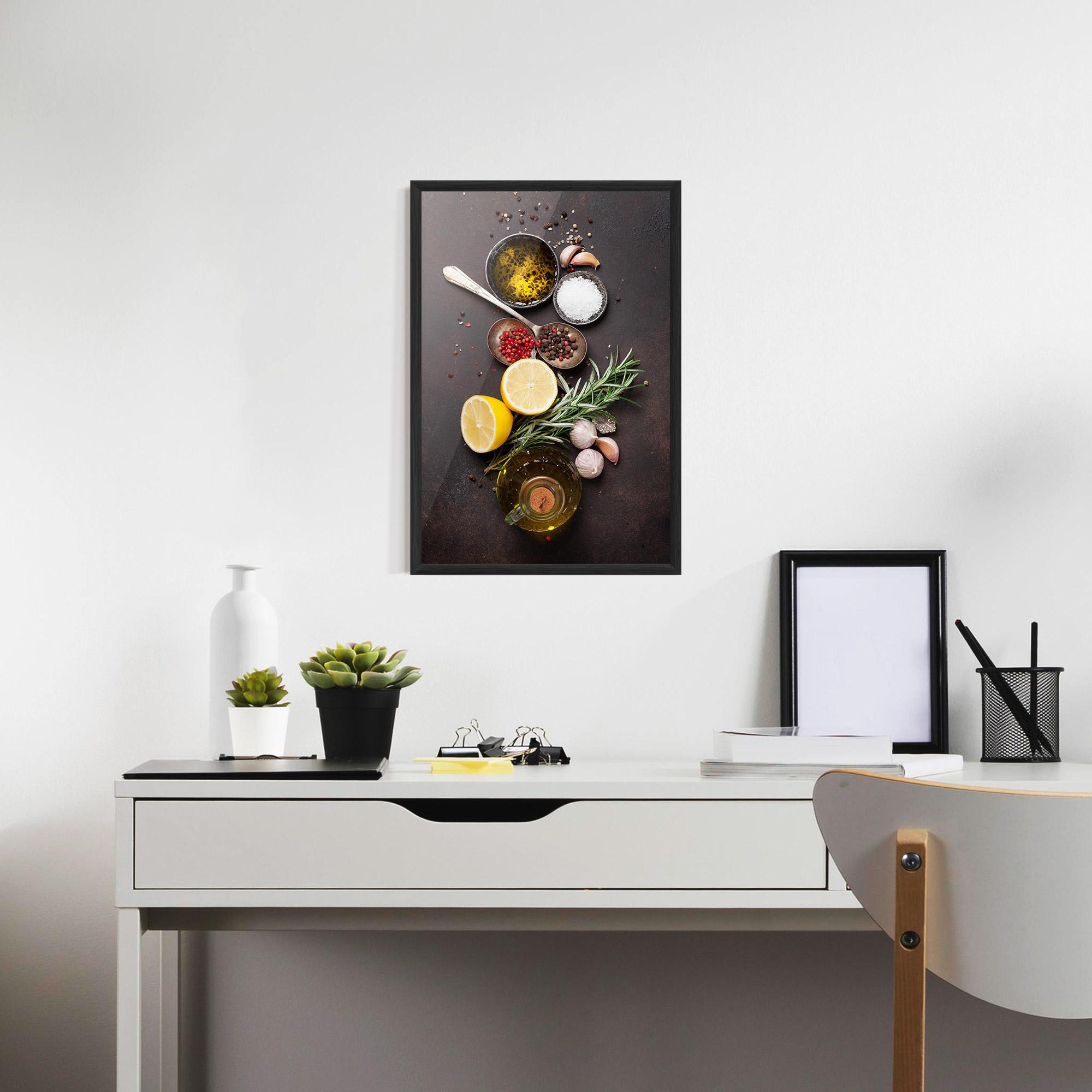 Рамкиран постер Spices On Stone Table mockup 7