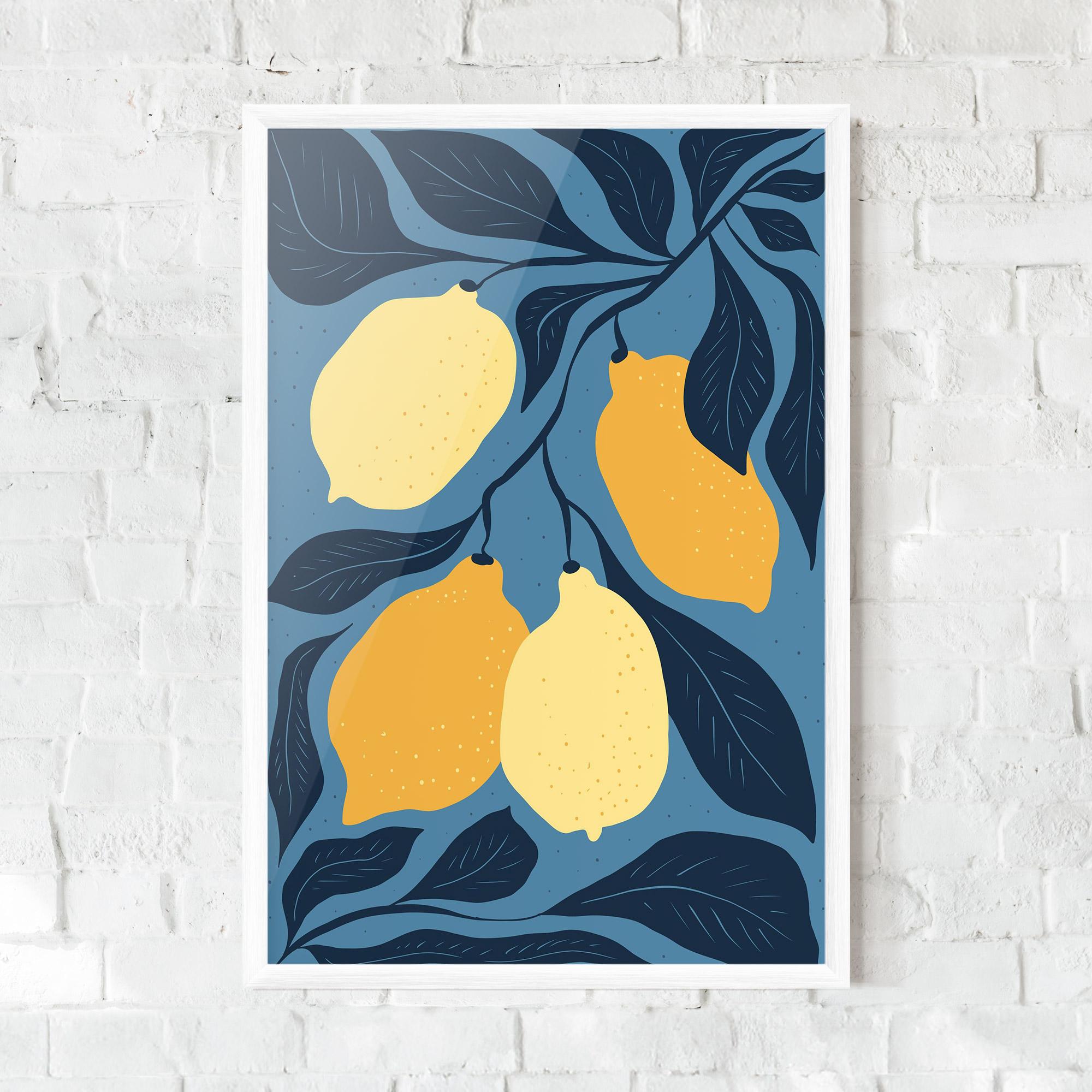 Рамкиран постер Lemon On Blue mockup 0