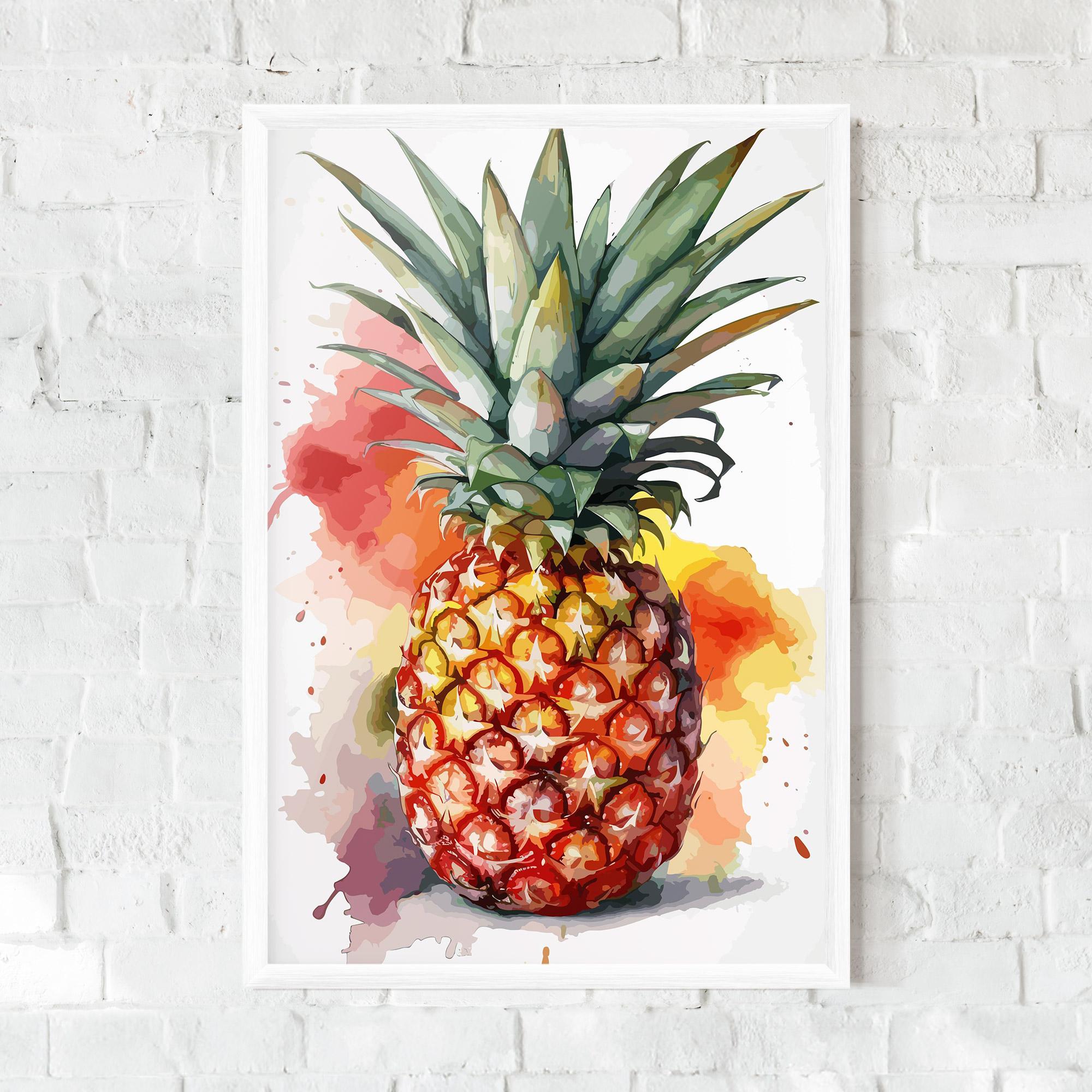 Рамкиран постер Pineapple Watercolor mockup 0