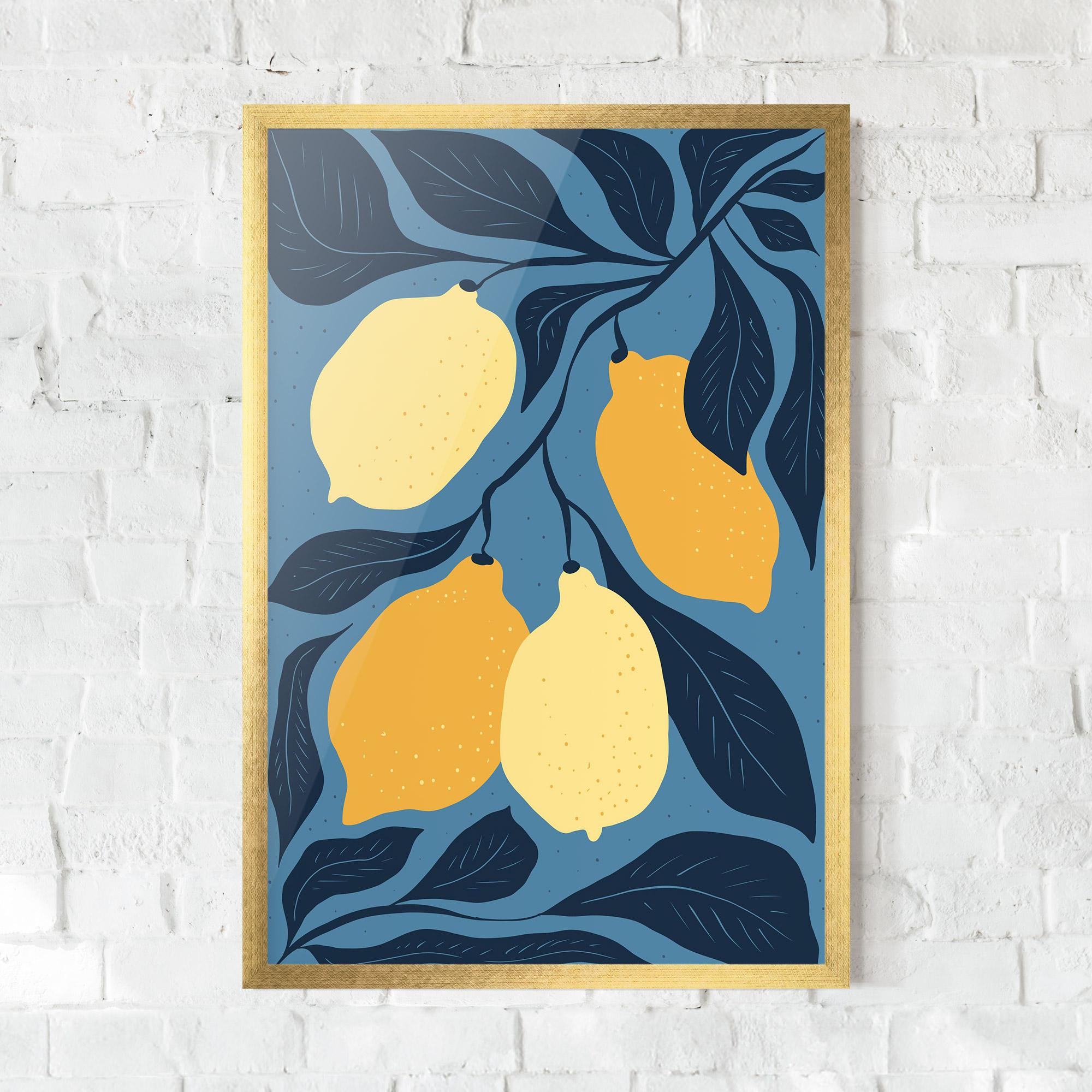 Рамкиран постер Lemon On Blue mockup 0