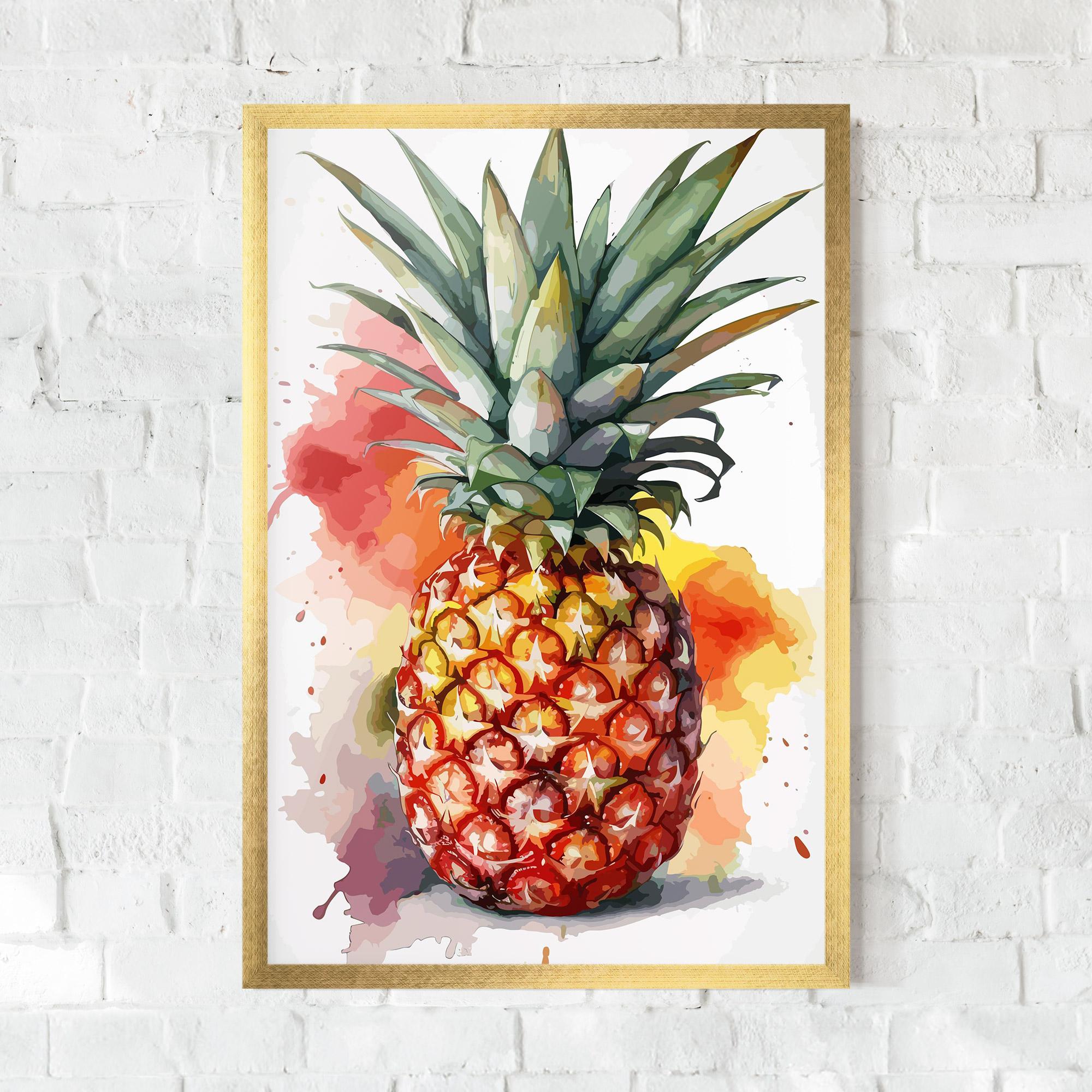Рамкиран постер Pineapple Watercolor mockup 0