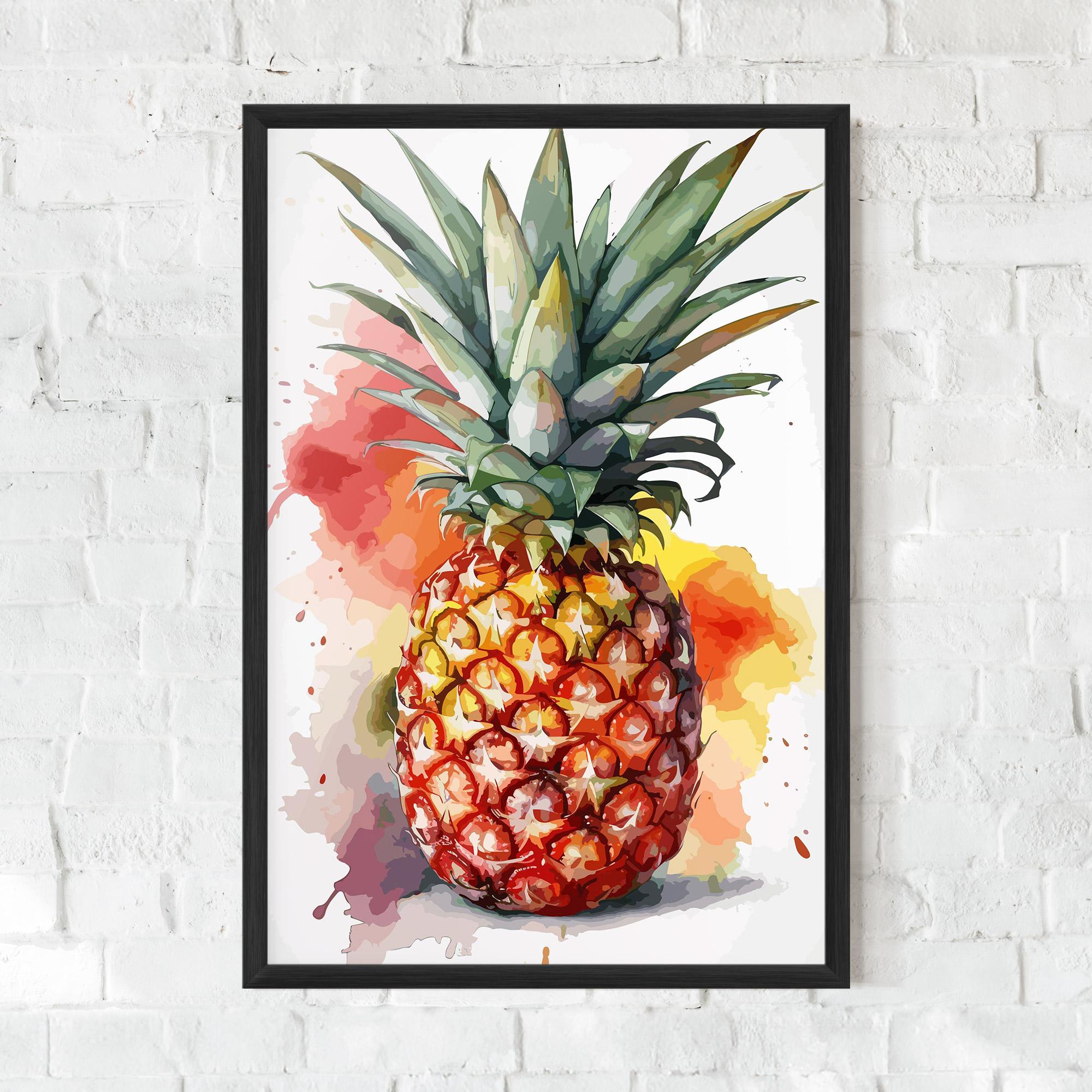 Рамкиран постер Pineapple Watercolor mockup 0