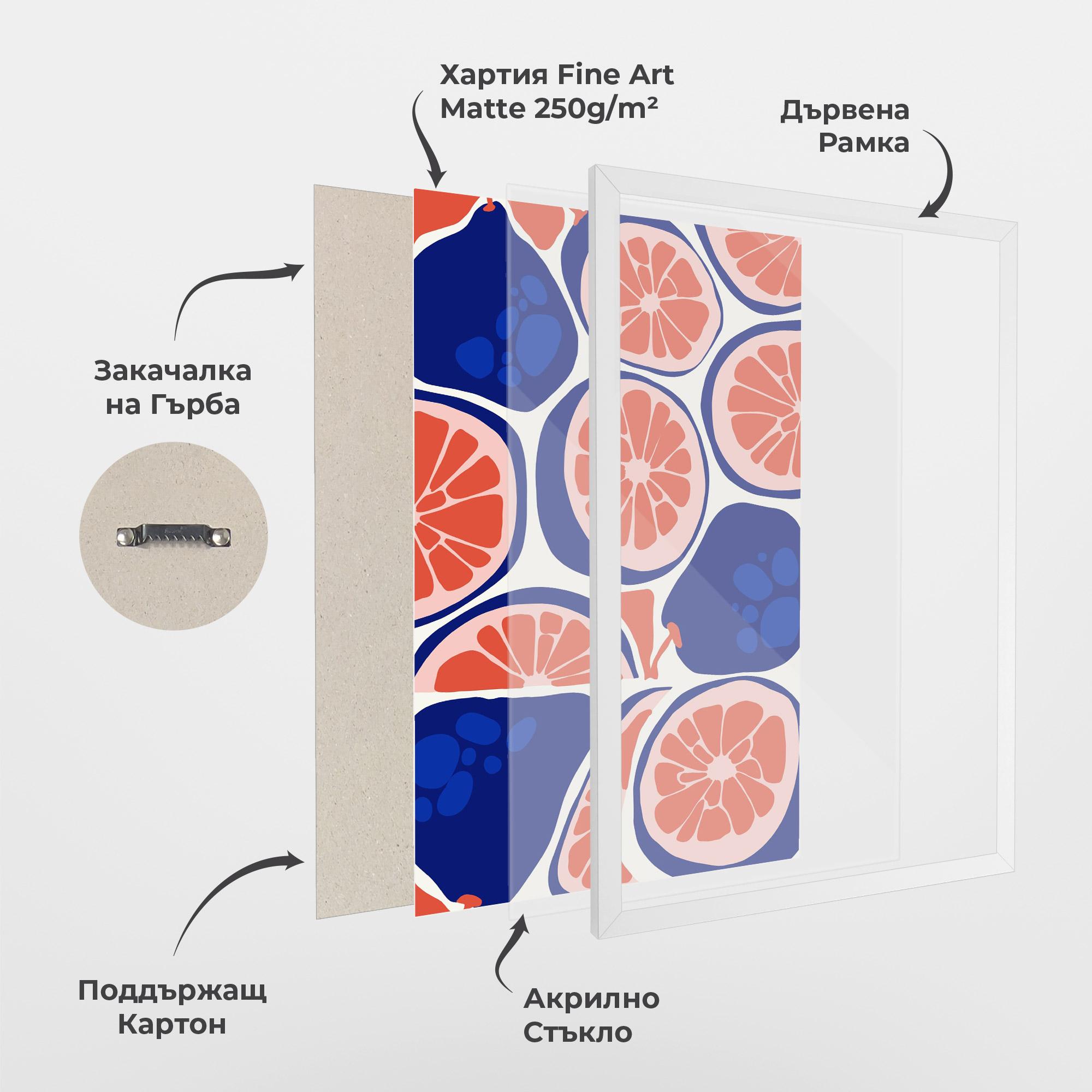 Рамкиран постер Blue Pink Fruit mockup 1