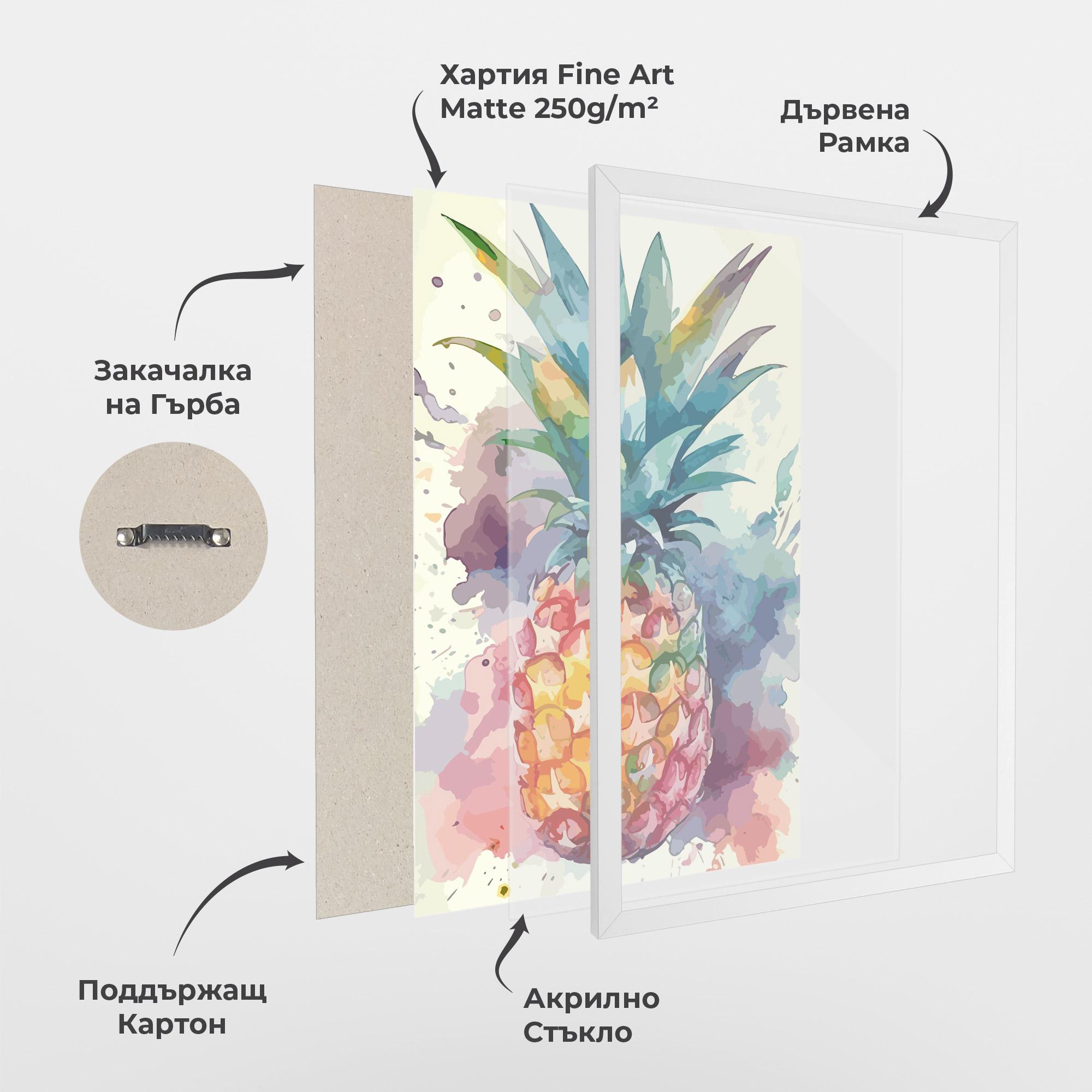 Рамкиран постер Colorful Pineapple mockup 1