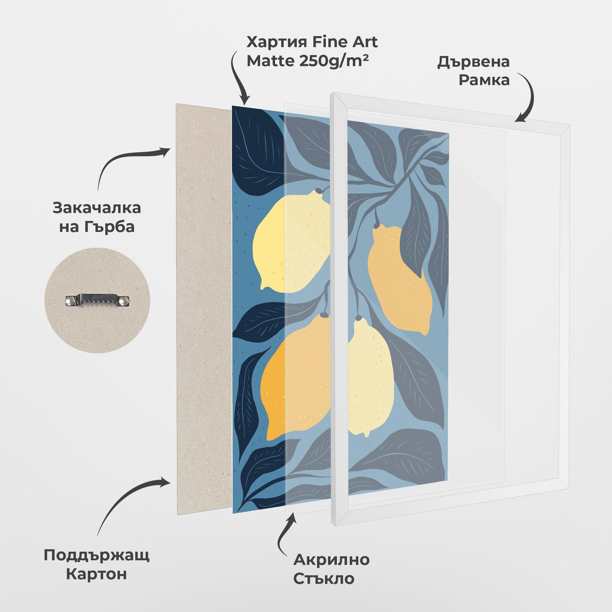 Рамкиран постер Lemon On Blue mockup 1