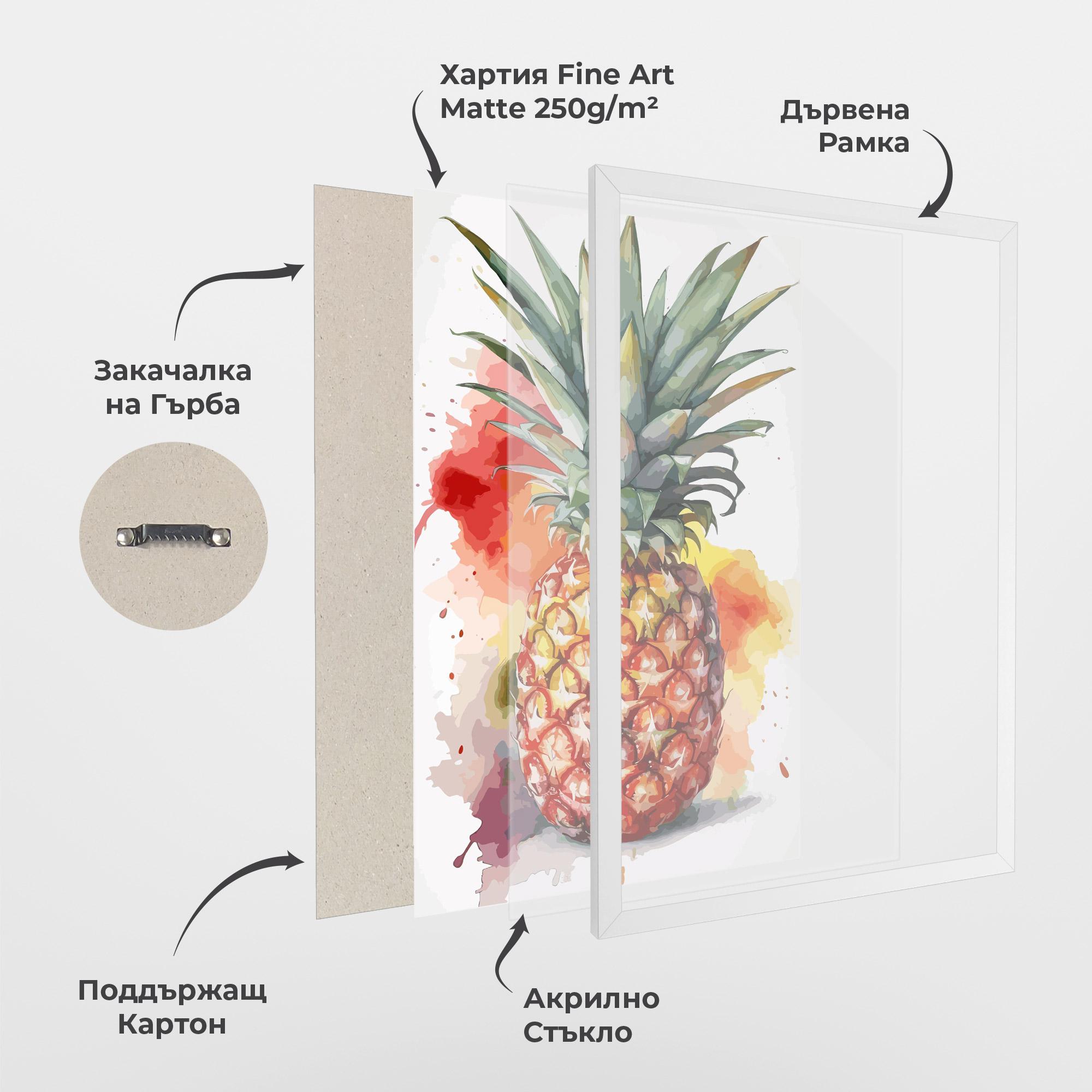 Рамкиран постер Pineapple Watercolor mockup 1
