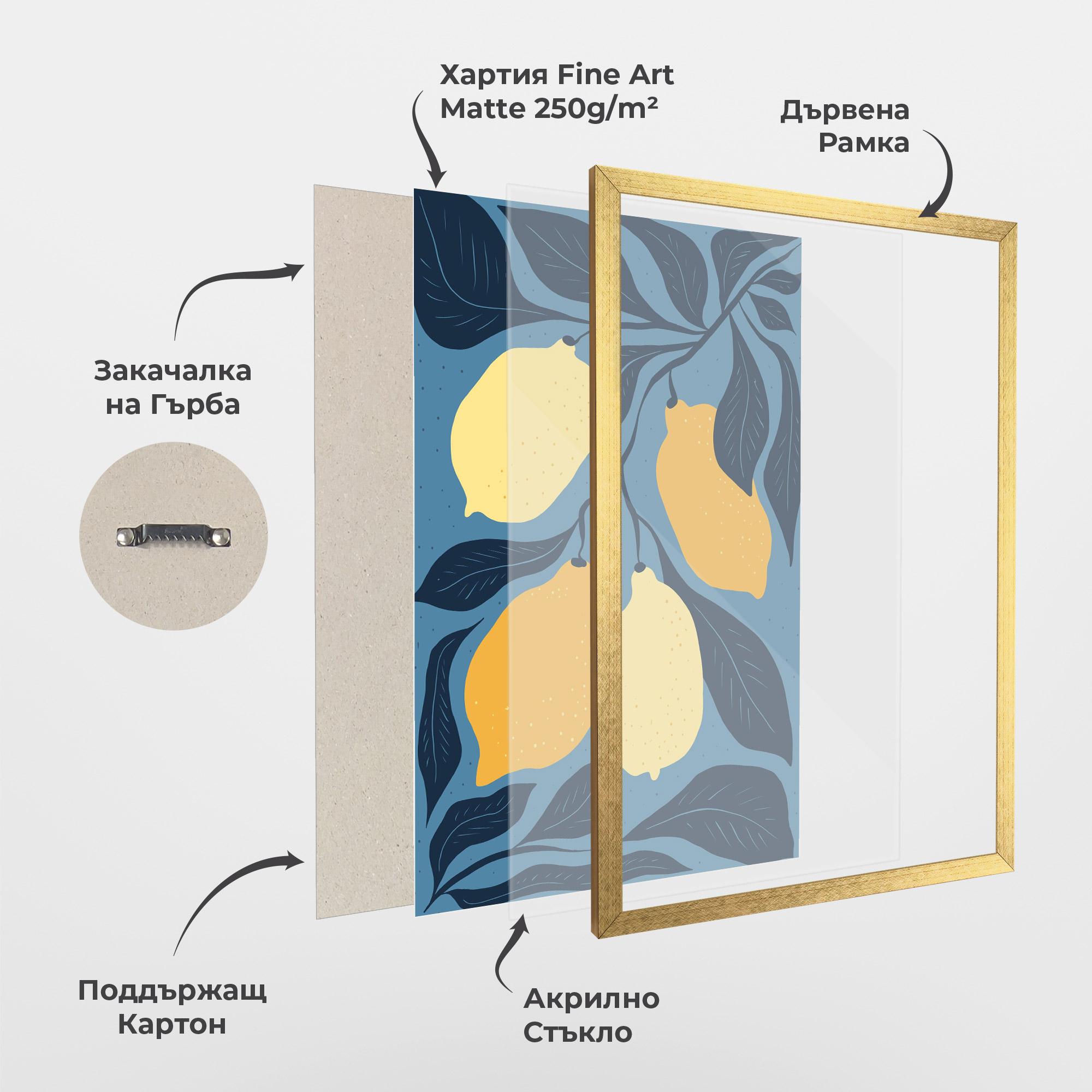 Рамкиран постер Lemon On Blue mockup 1