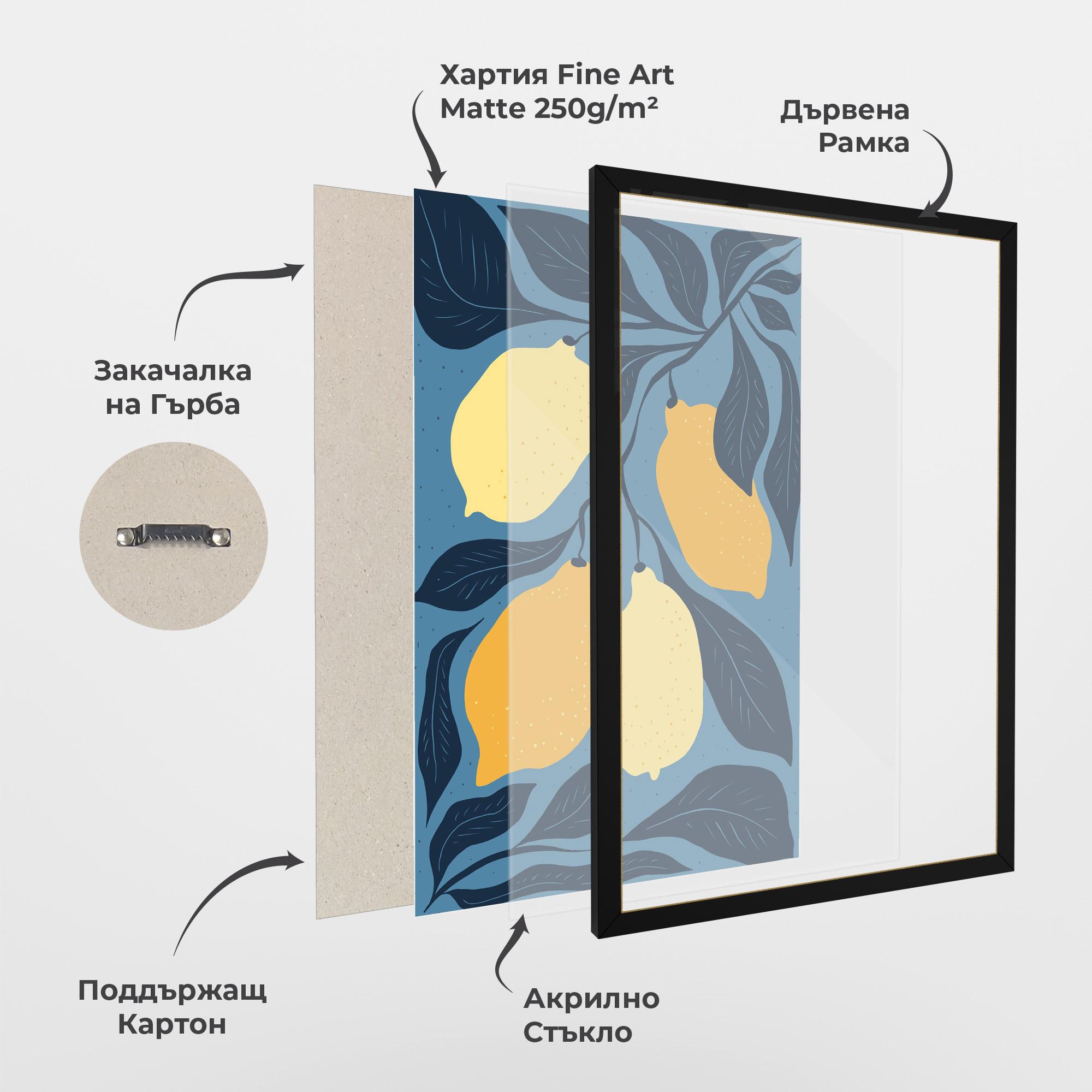 Рамкиран постер Lemon On Blue mockup 1