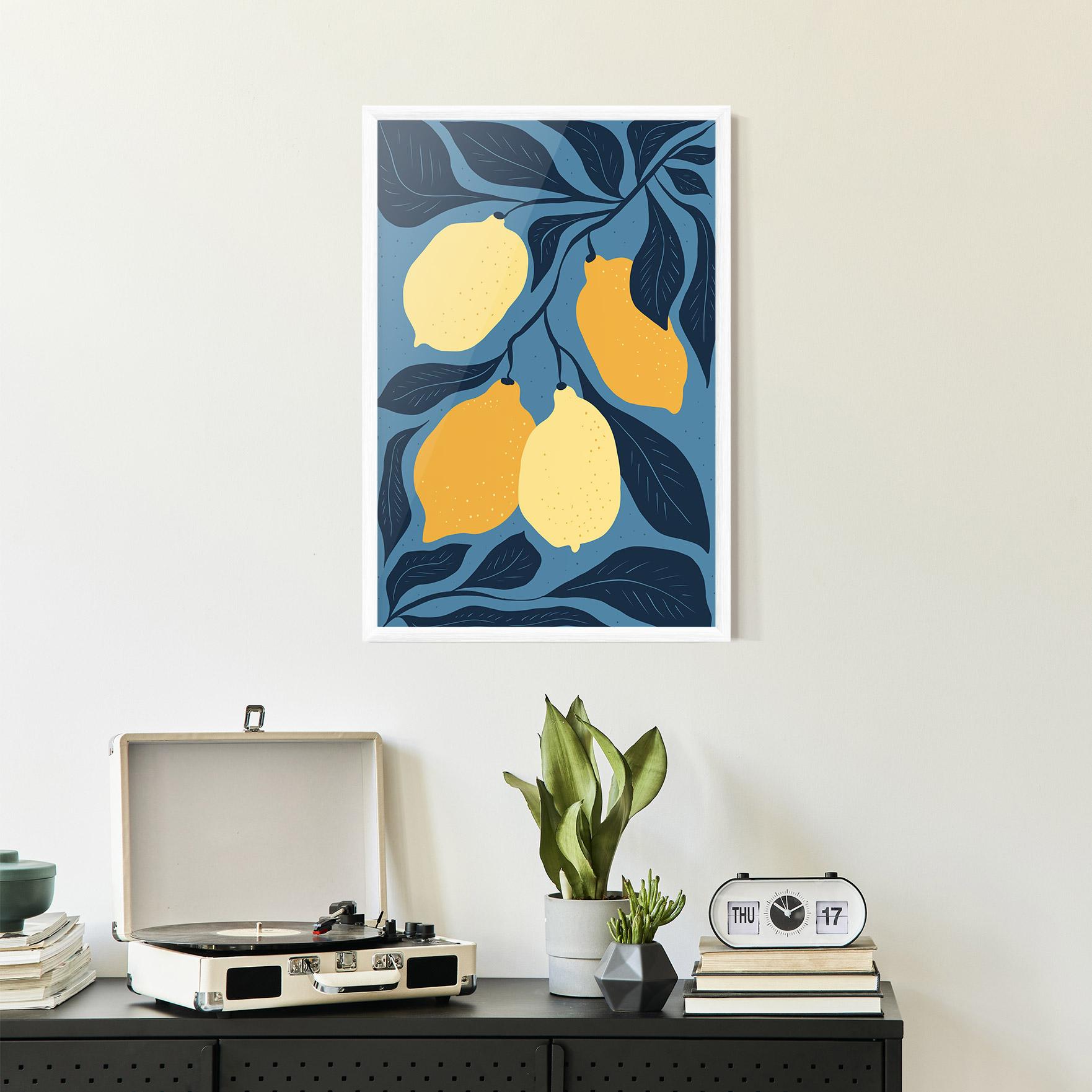 Рамкиран постер Lemon On Blue mockup 2