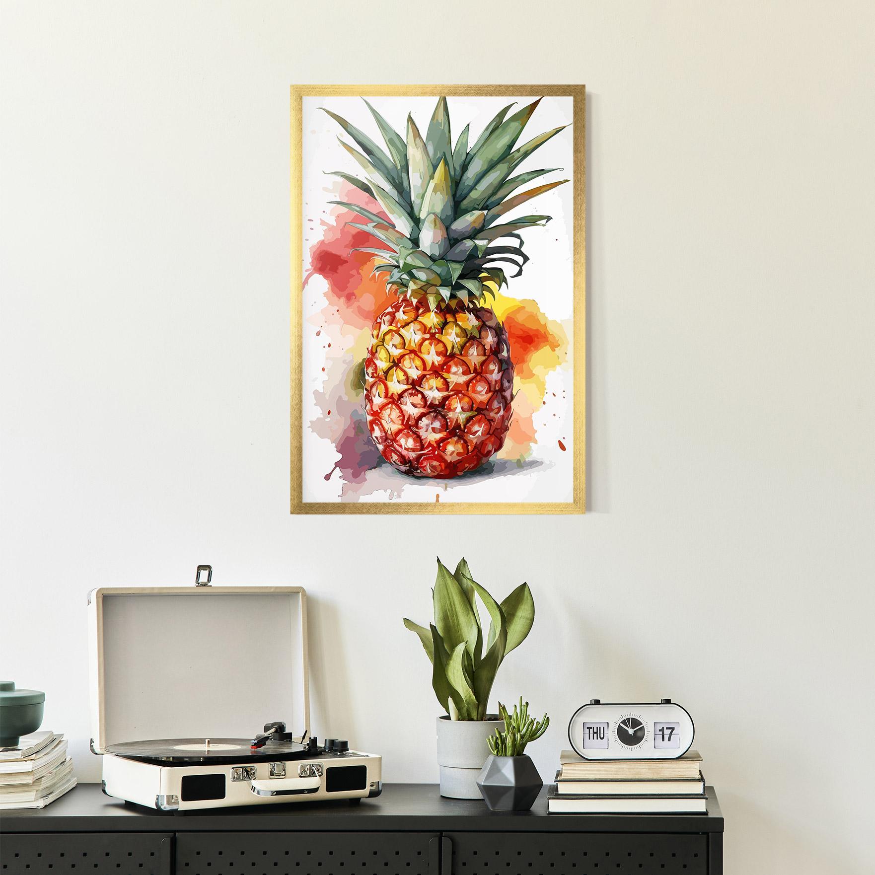 Рамкиран постер Pineapple Watercolor mockup 2