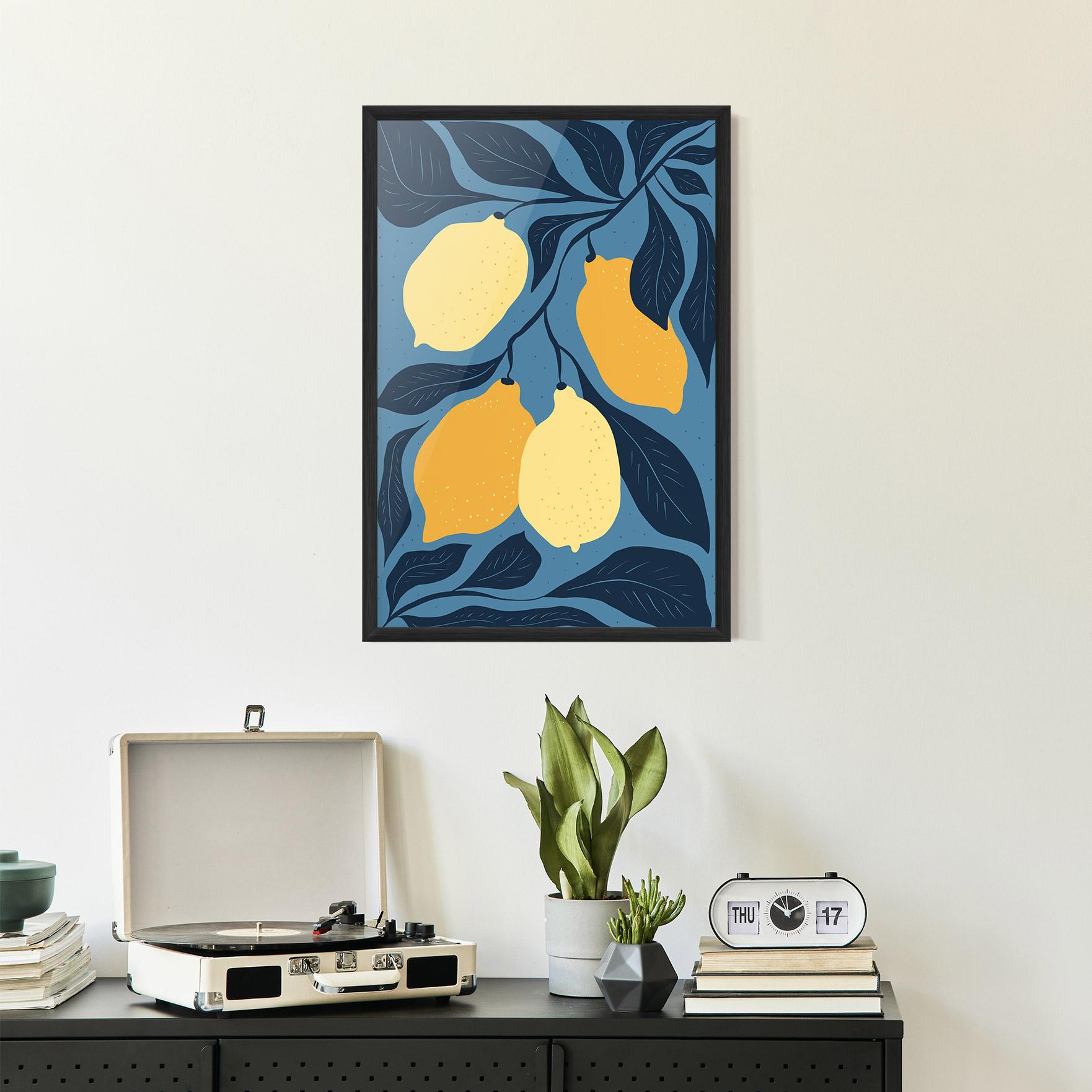 Рамкиран постер Lemon On Blue mockup 2