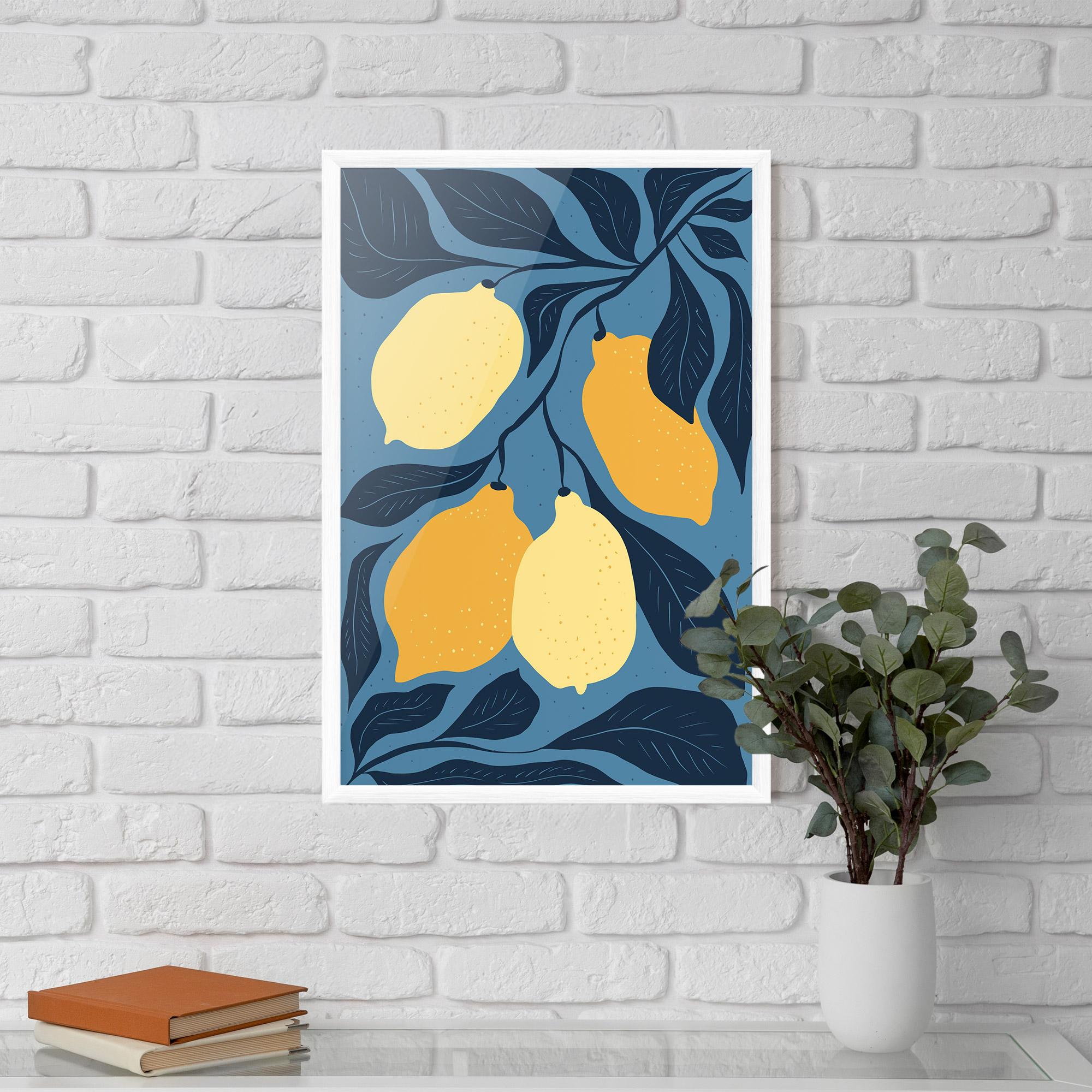 Рамкиран постер Lemon On Blue mockup 5