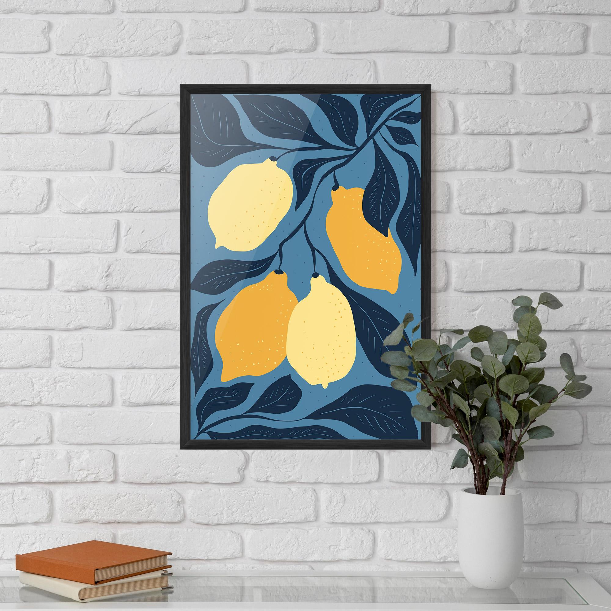 Рамкиран постер Lemon On Blue mockup 5
