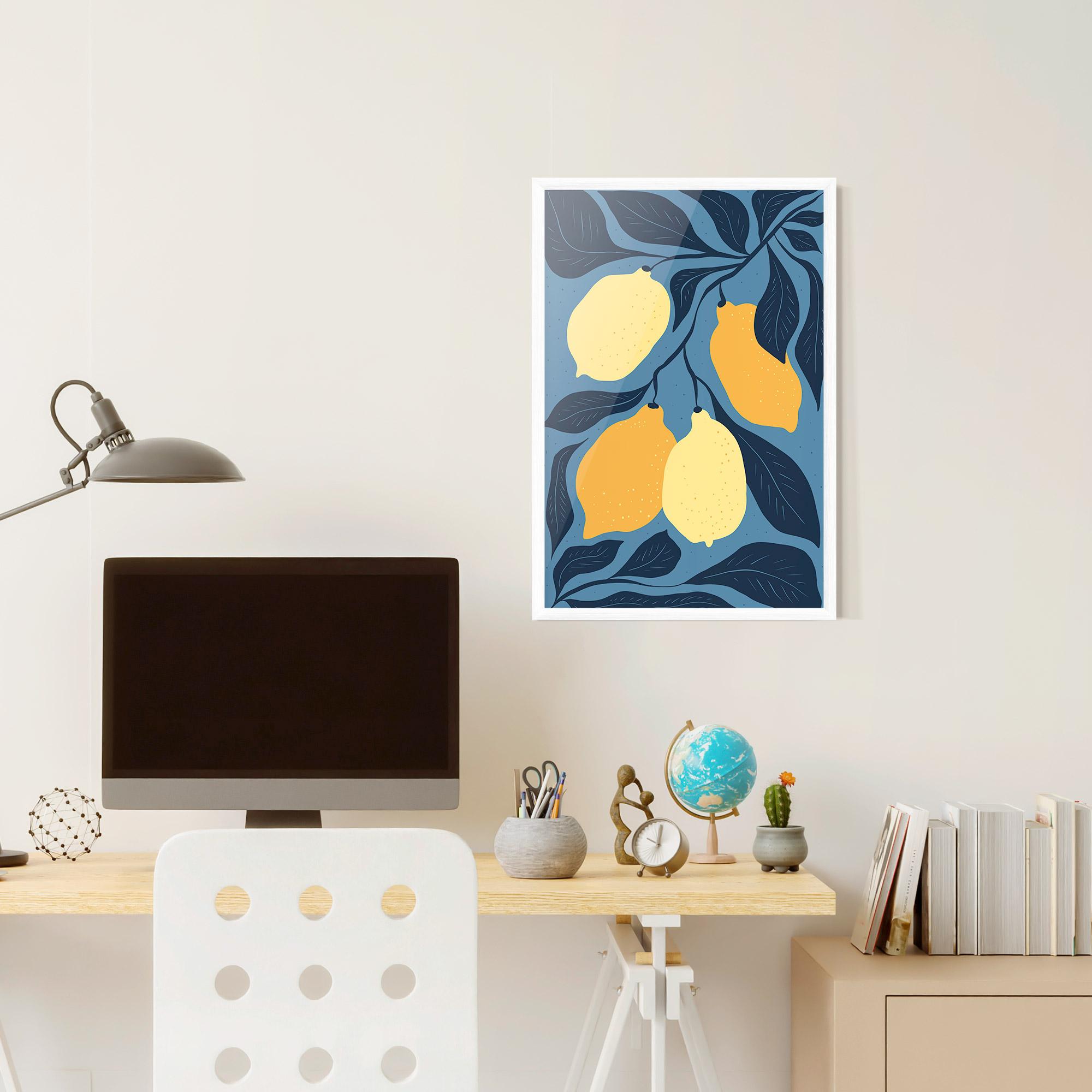 Рамкиран постер Lemon On Blue mockup 6