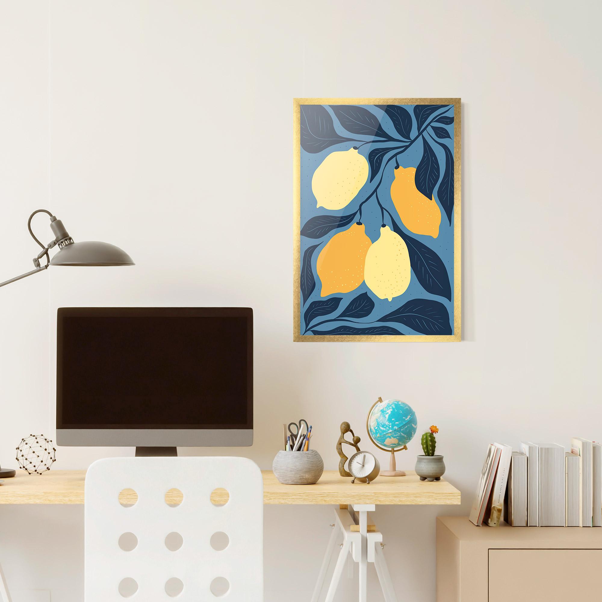 Рамкиран постер Lemon On Blue mockup 6