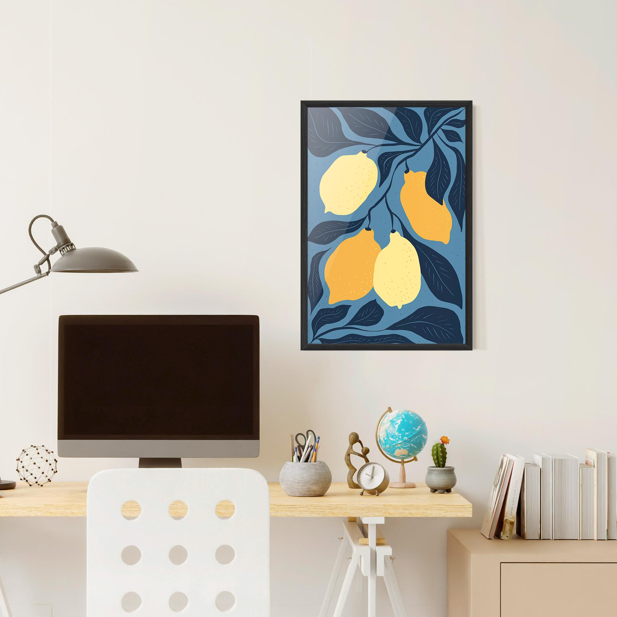 Рамкиран постер Lemon On Blue mockup 6