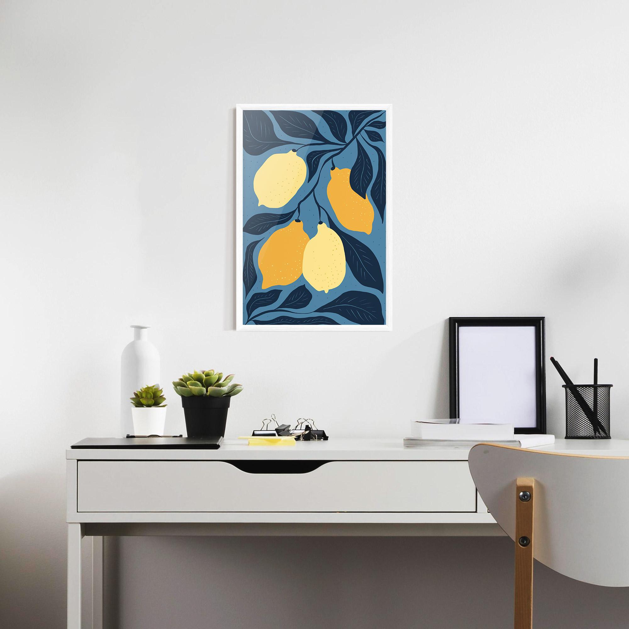 Рамкиран постер Lemon On Blue mockup 7