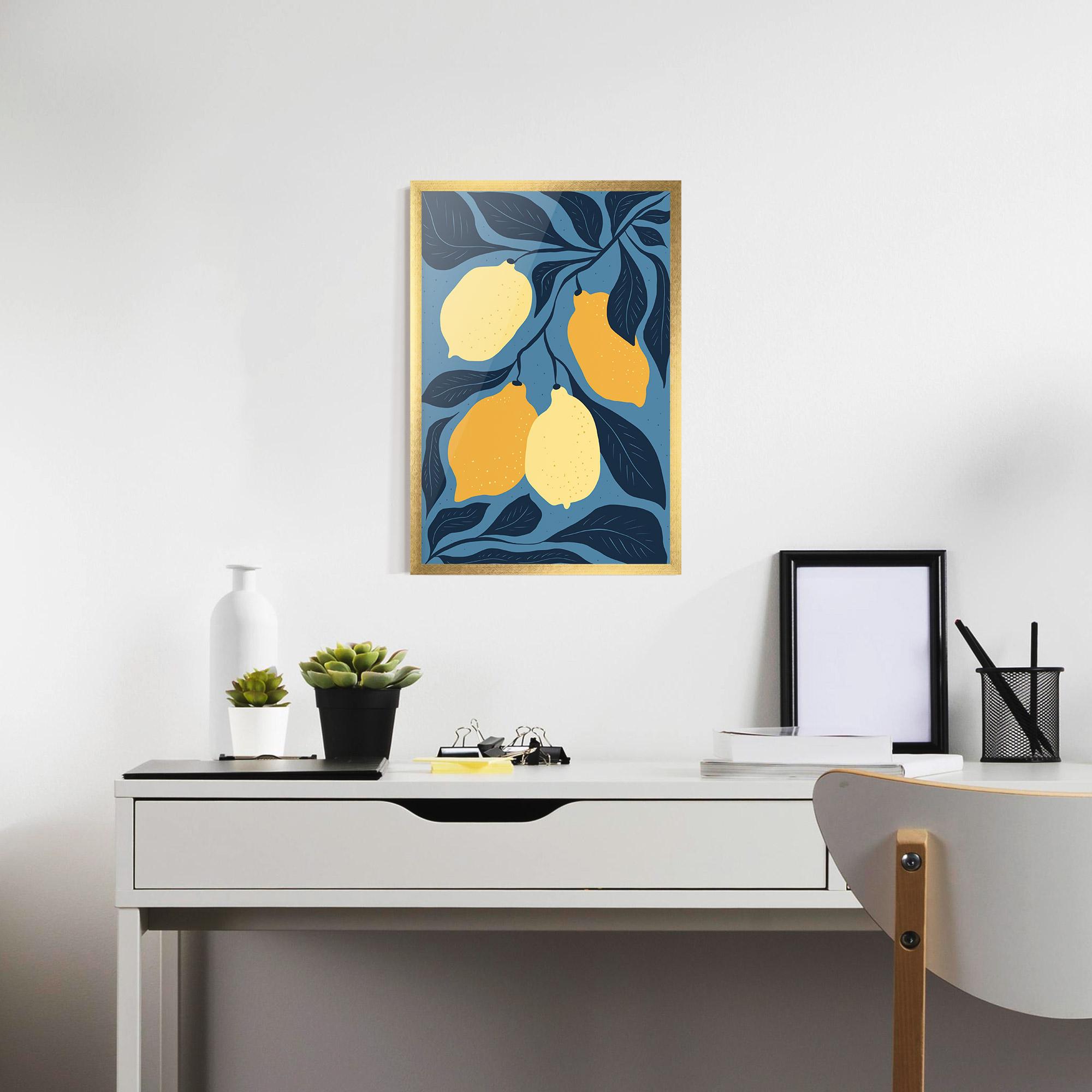 Рамкиран постер Lemon On Blue mockup 7