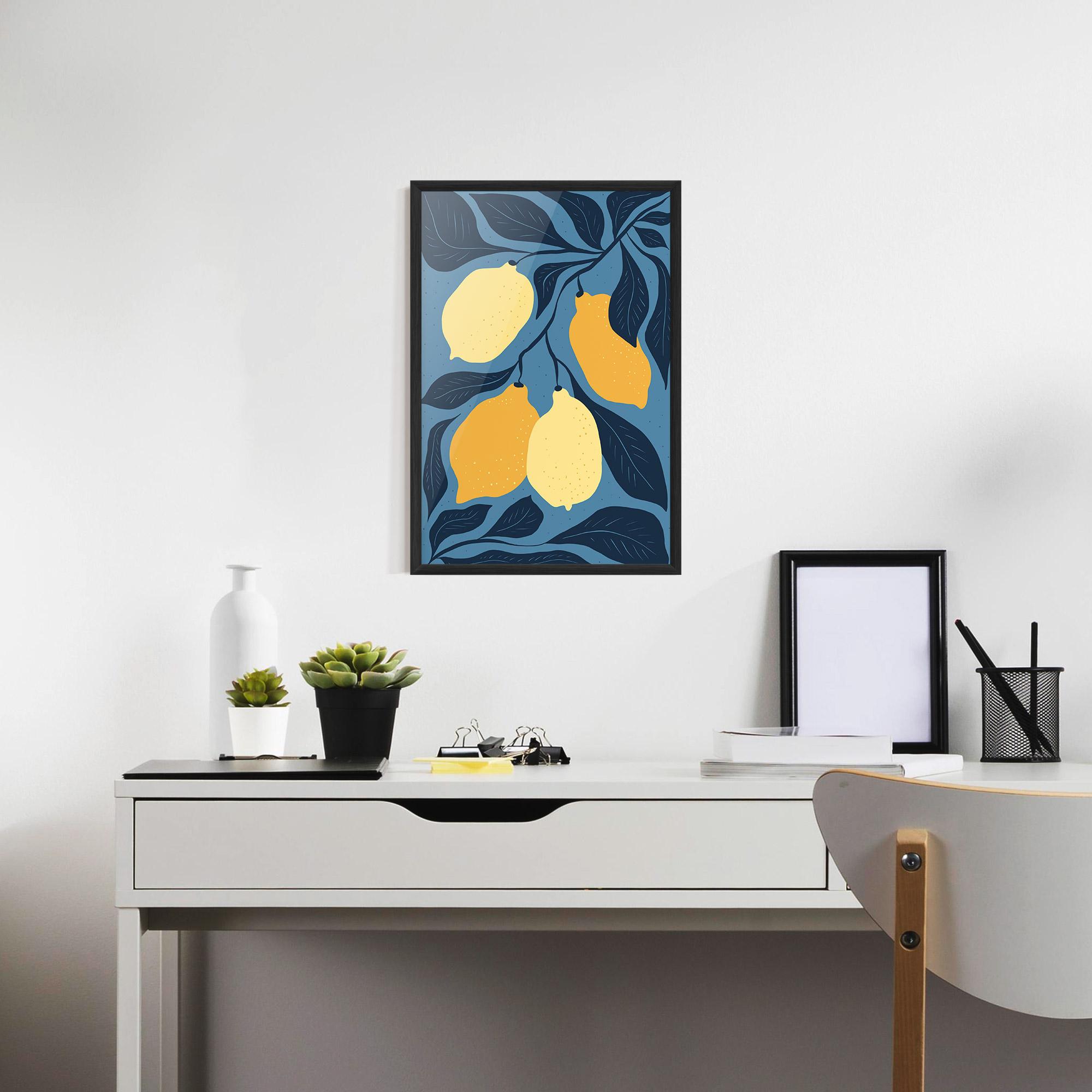 Рамкиран постер Lemon On Blue mockup 7