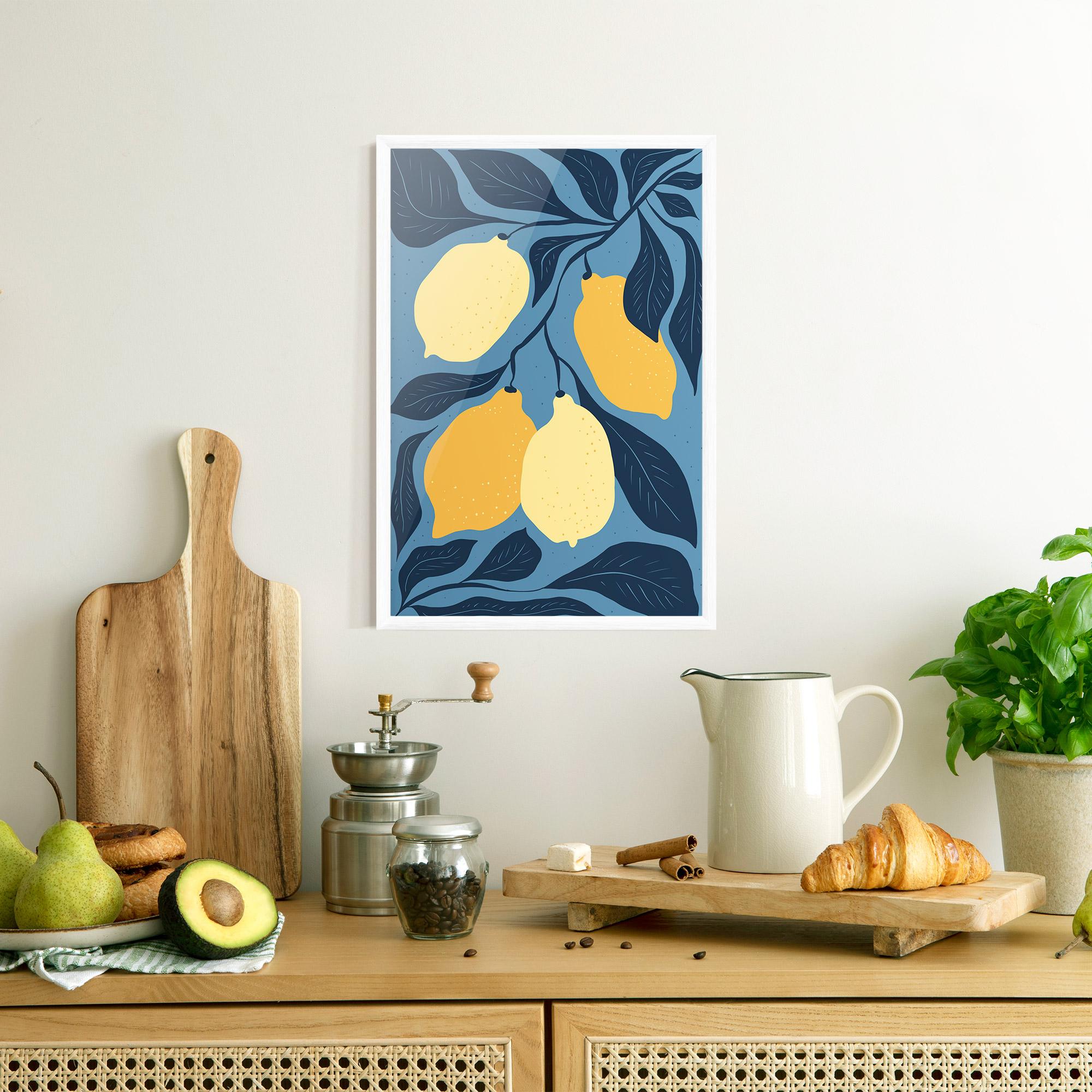 Рамкиран постер Lemon On Blue mockup 8